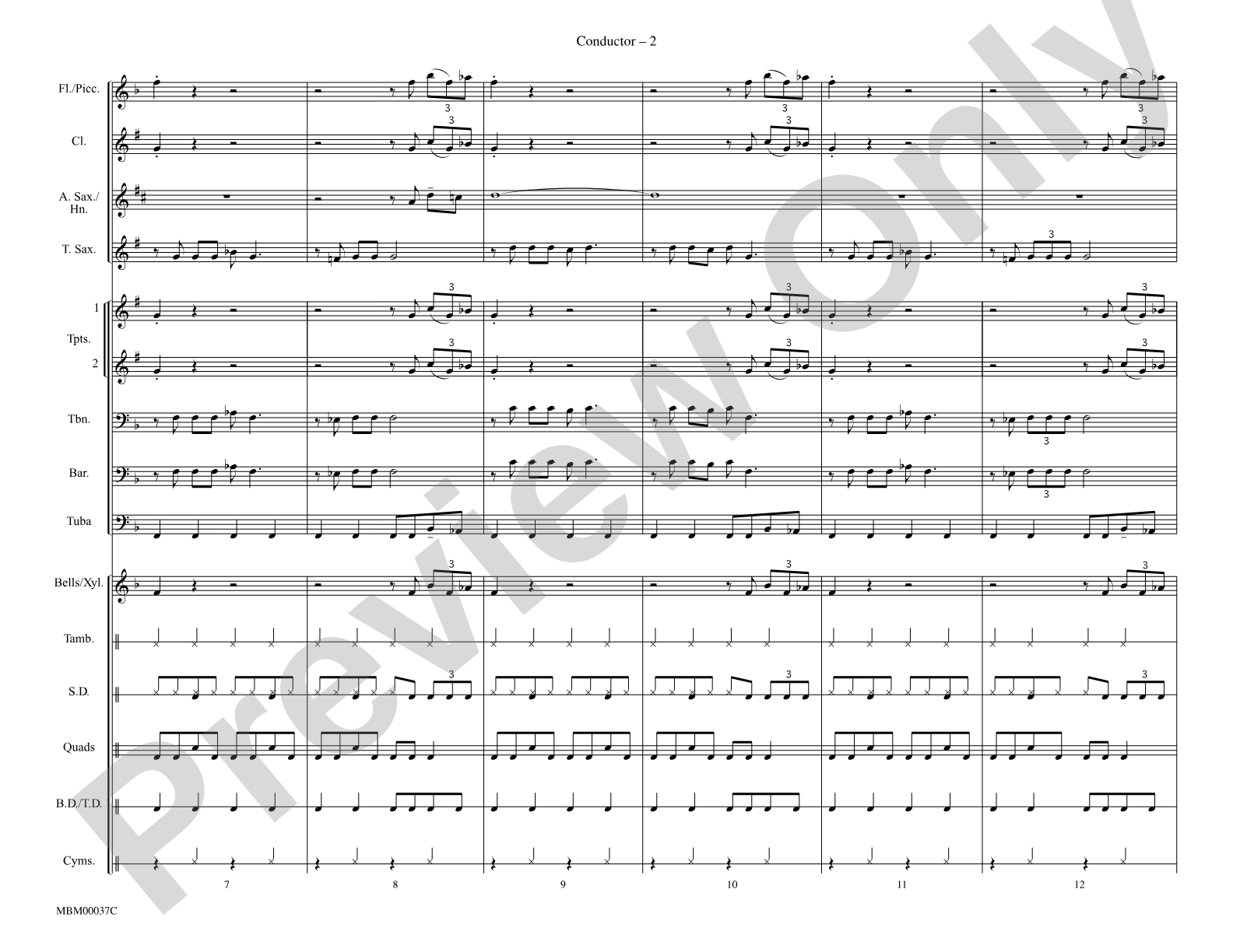 Bad to the Bone: Marching Band Conductor Score & Parts