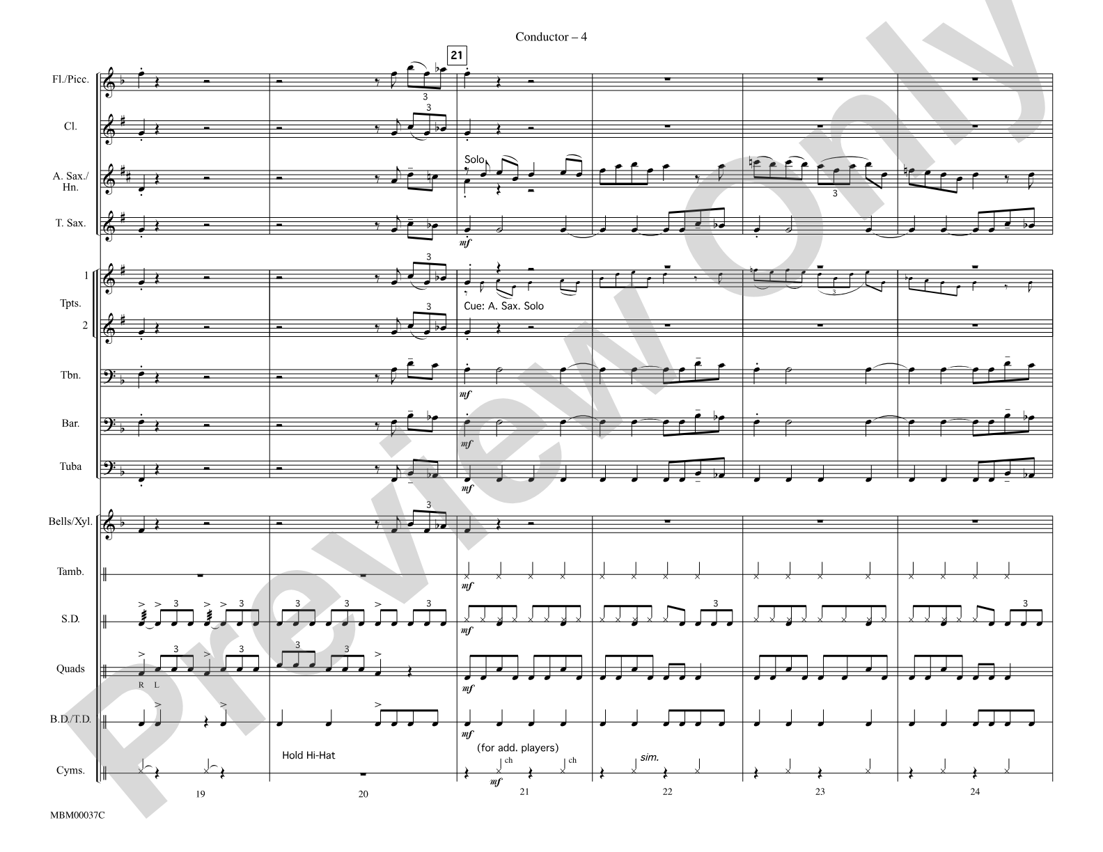 Bad to the Bone: Marching Band Conductor Score & Parts