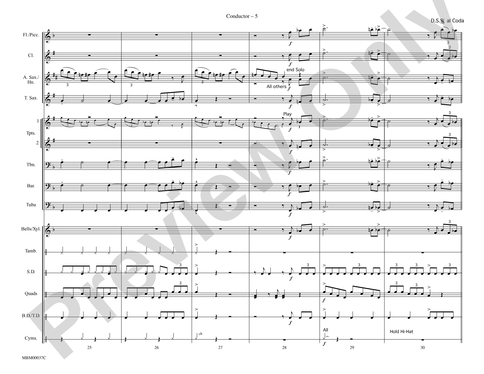 Bad to the Bone: Marching Band Conductor Score & Parts