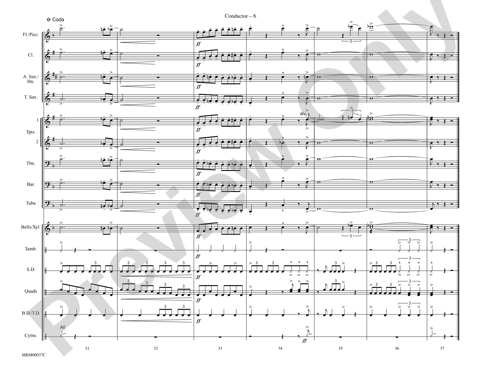 Bad to the Bone: Marching Band Conductor Score & Parts