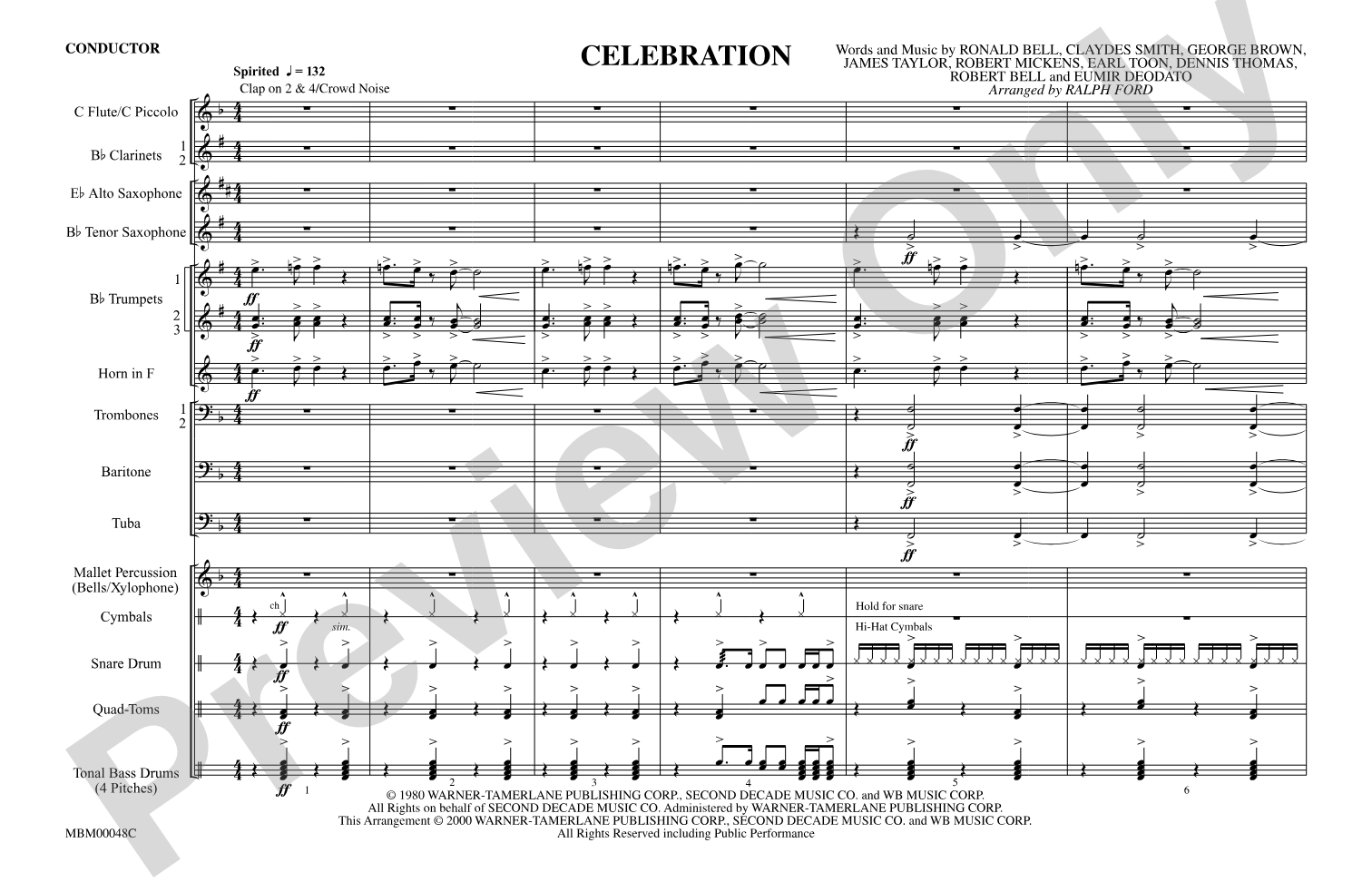 Celebration: Marching Band Conductor Score & Parts