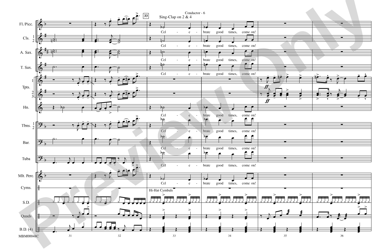 Celebration: Marching Band Conductor Score & Parts