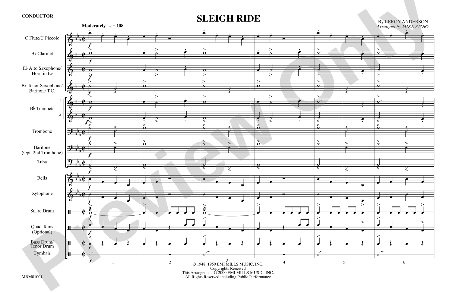 Sleigh Ride: Marching Band Conductor Score & Parts