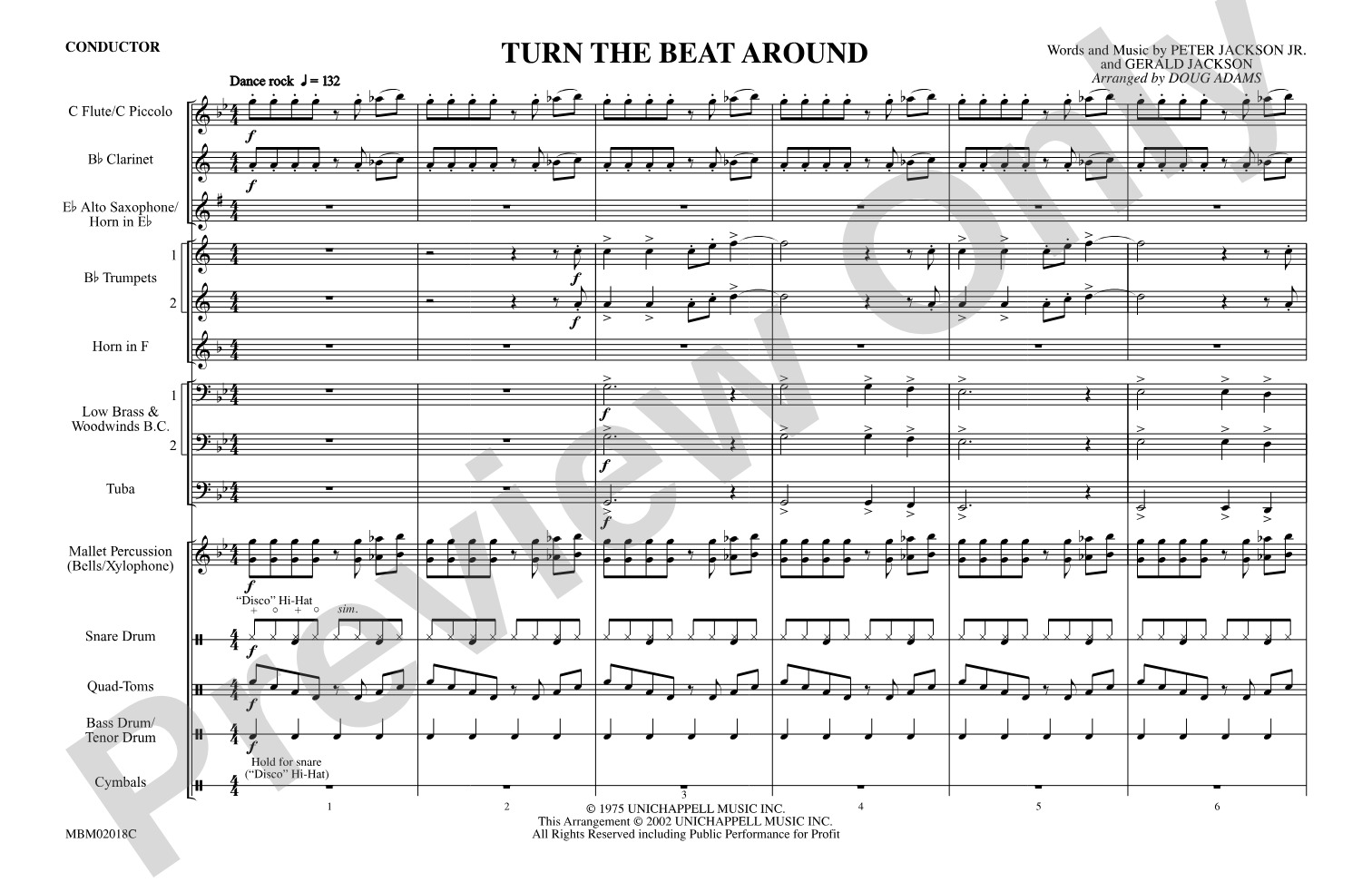 Turn the Beat Around: Marching Band Conductor Score & Parts