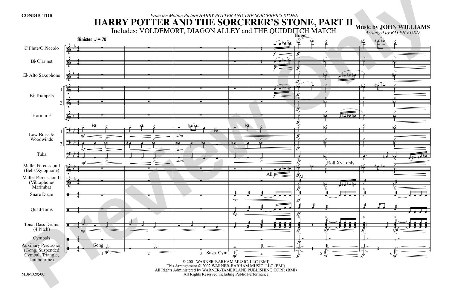 Harry Potter and the Sorcerer's Stone, Part II: Marching Band Conductor Score & Parts