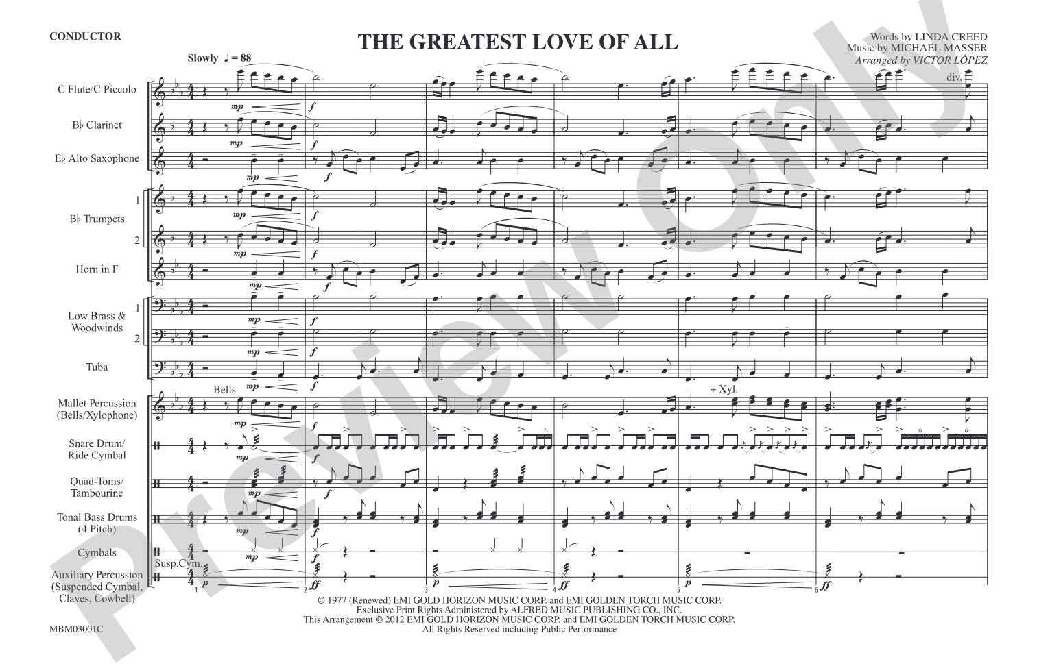 The Greatest Love of All: Score