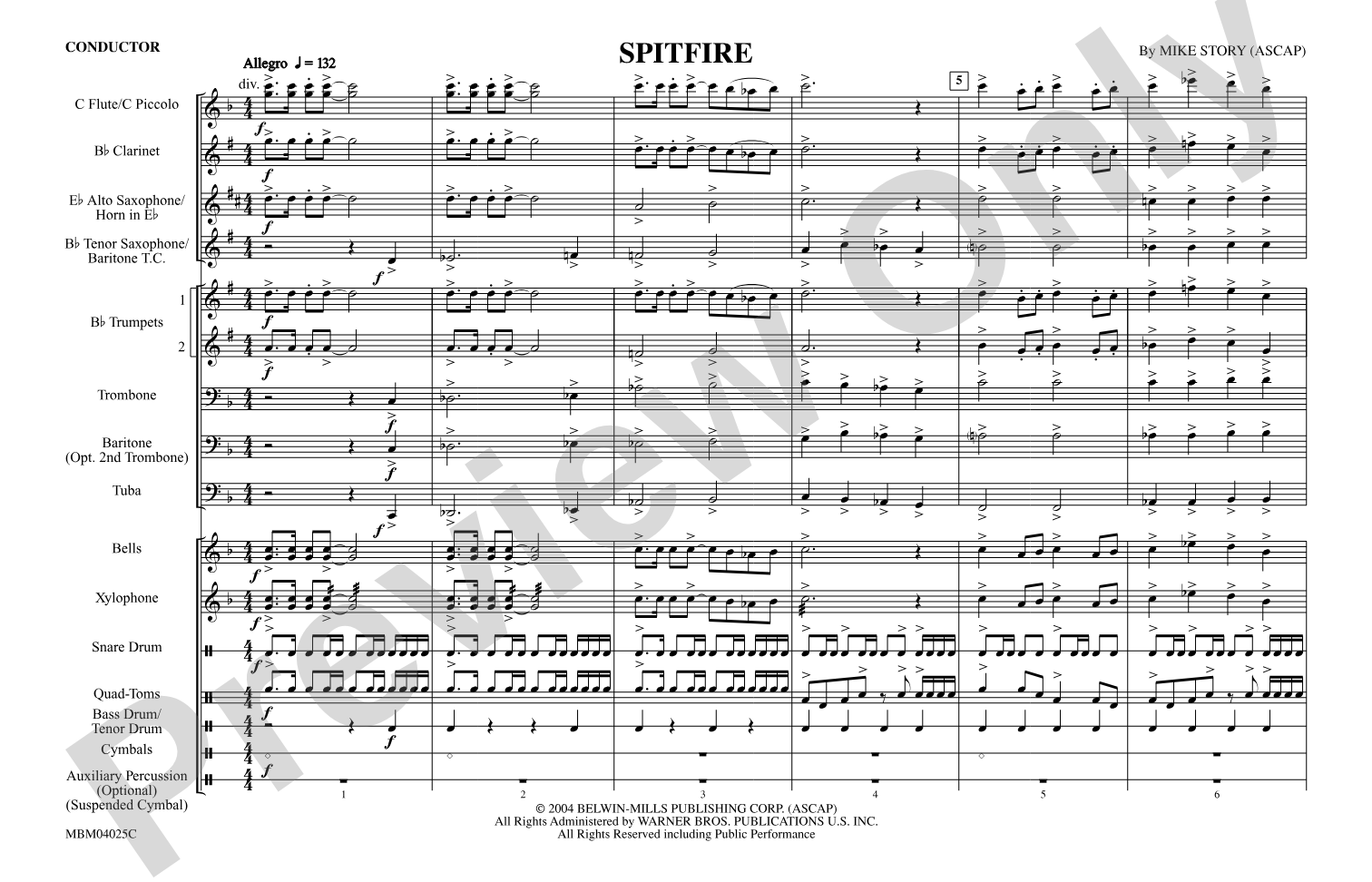 Spitfire: Marching Band Conductor Score & Parts