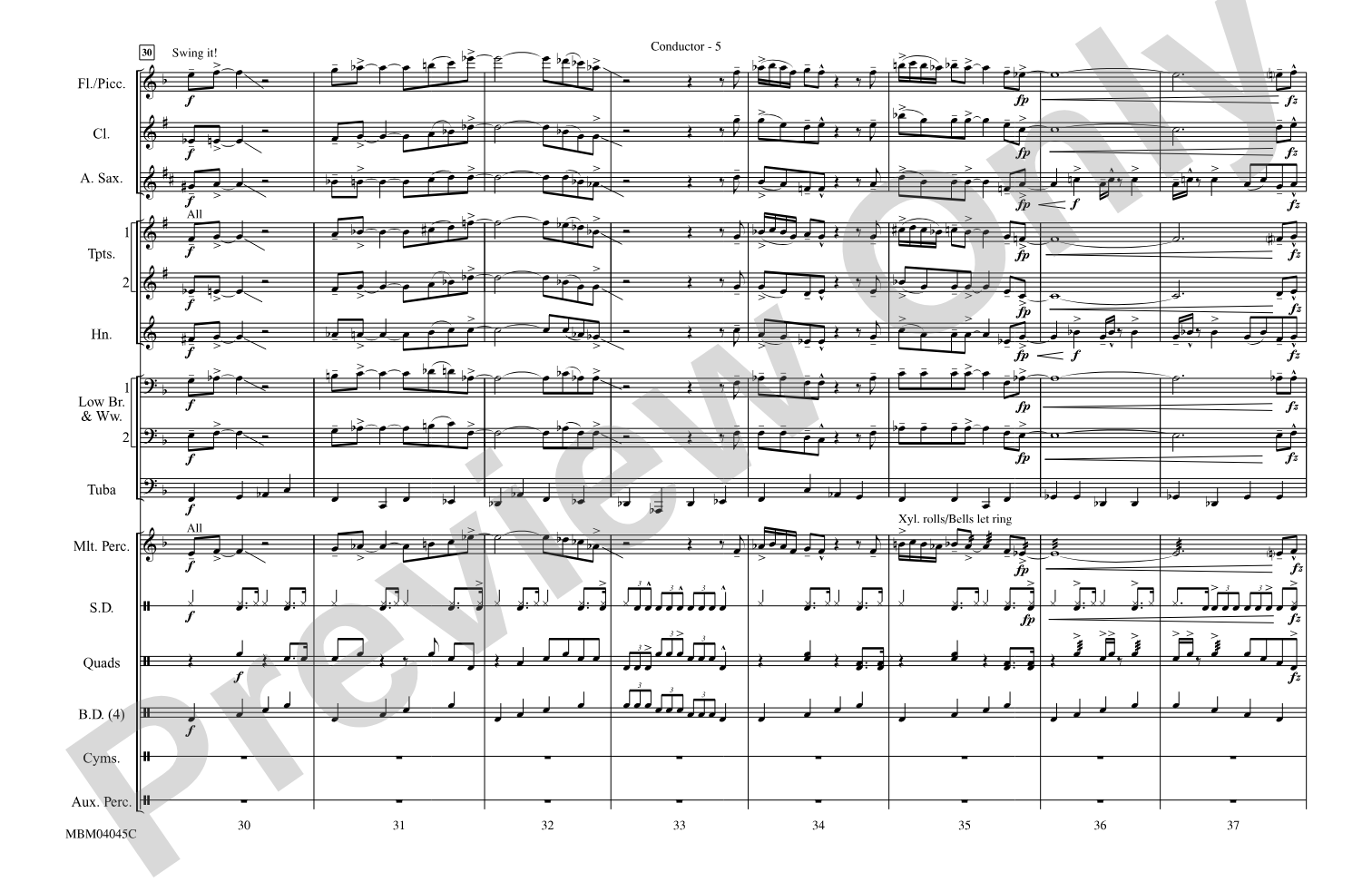 The Pink Panther: Marching Band Conductor Score & Parts