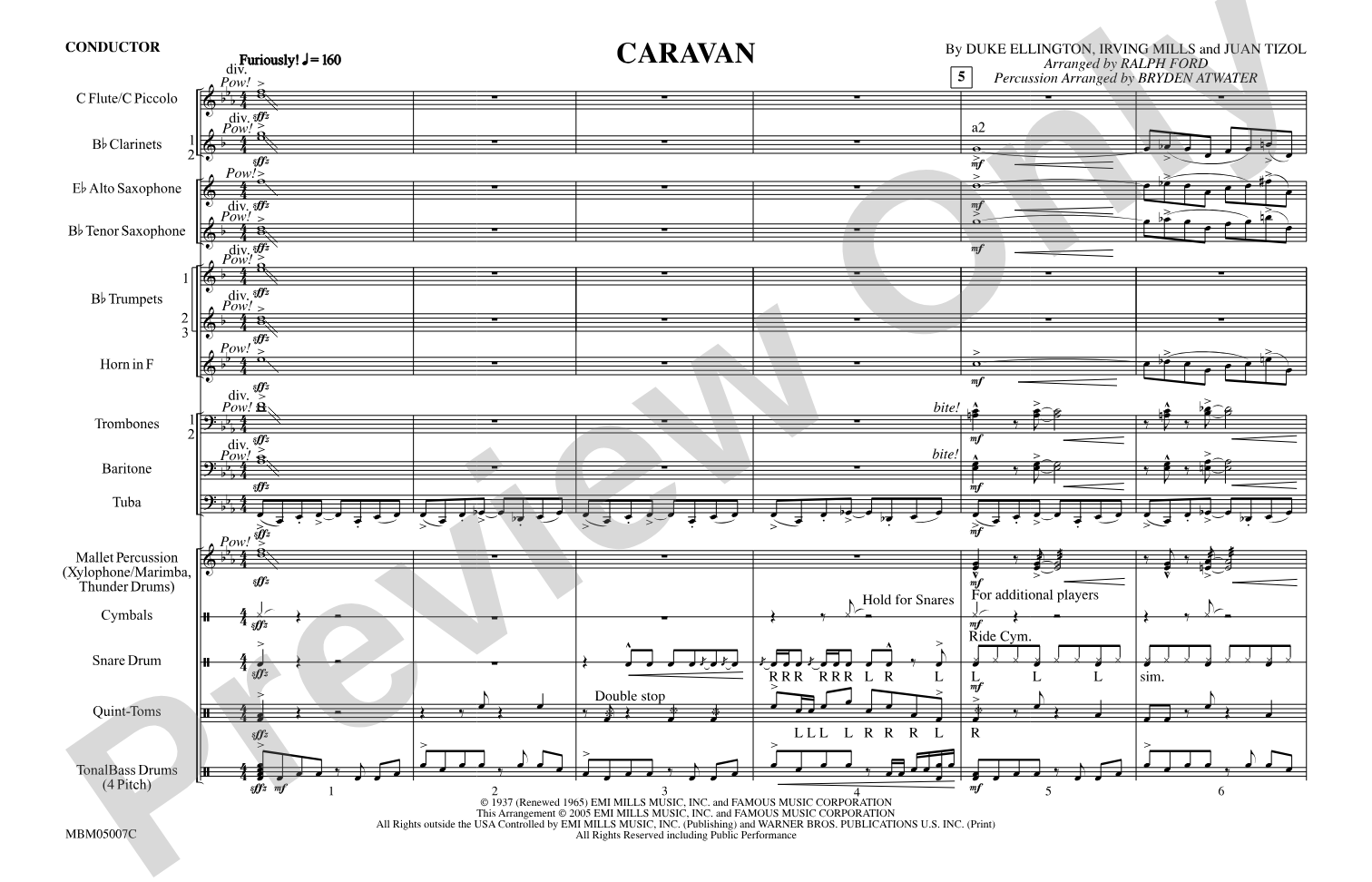 Caravan: Marching Band Conductor Score & Parts