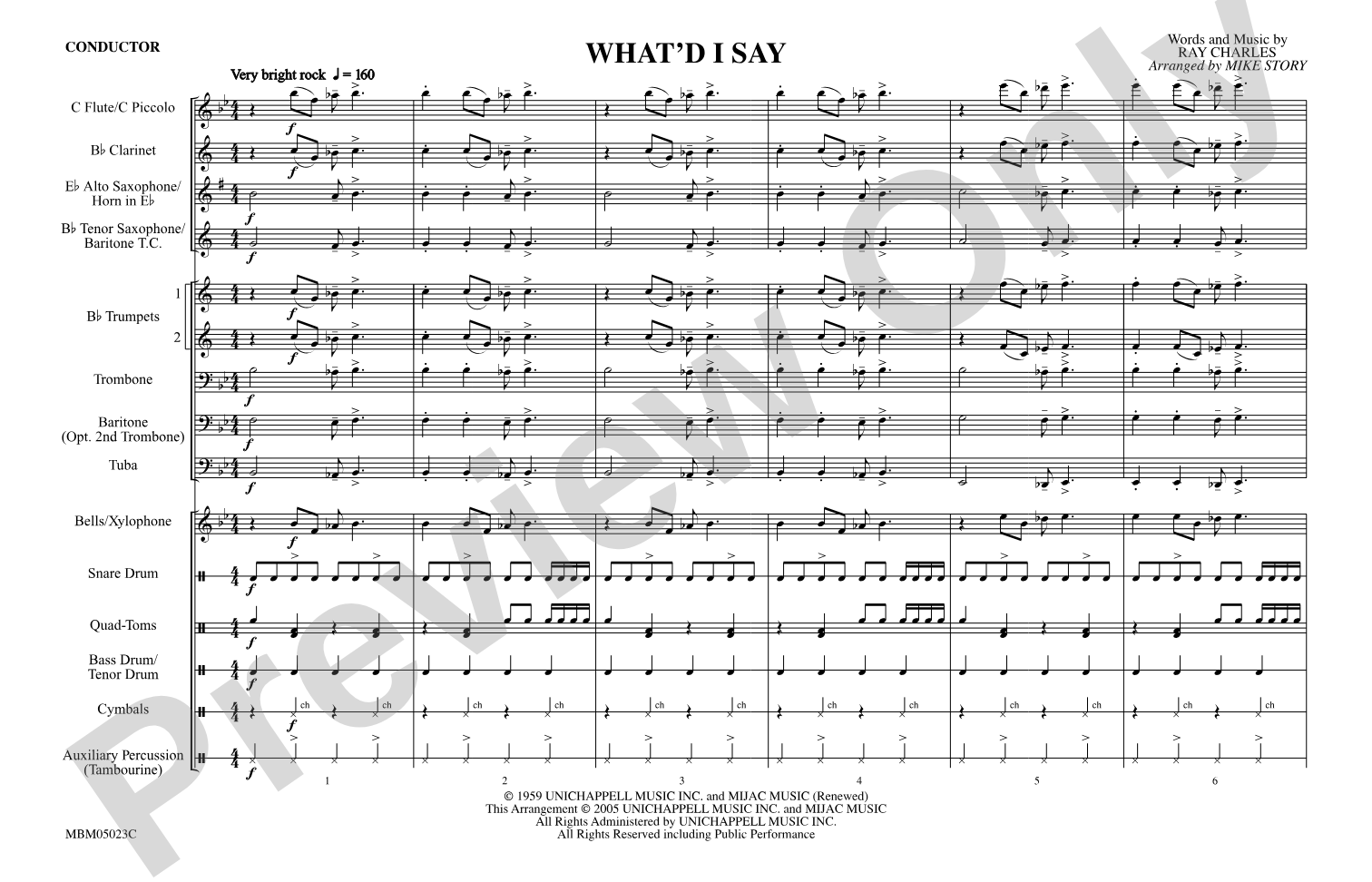 What'd I Say: Marching Band Conductor Score & Parts