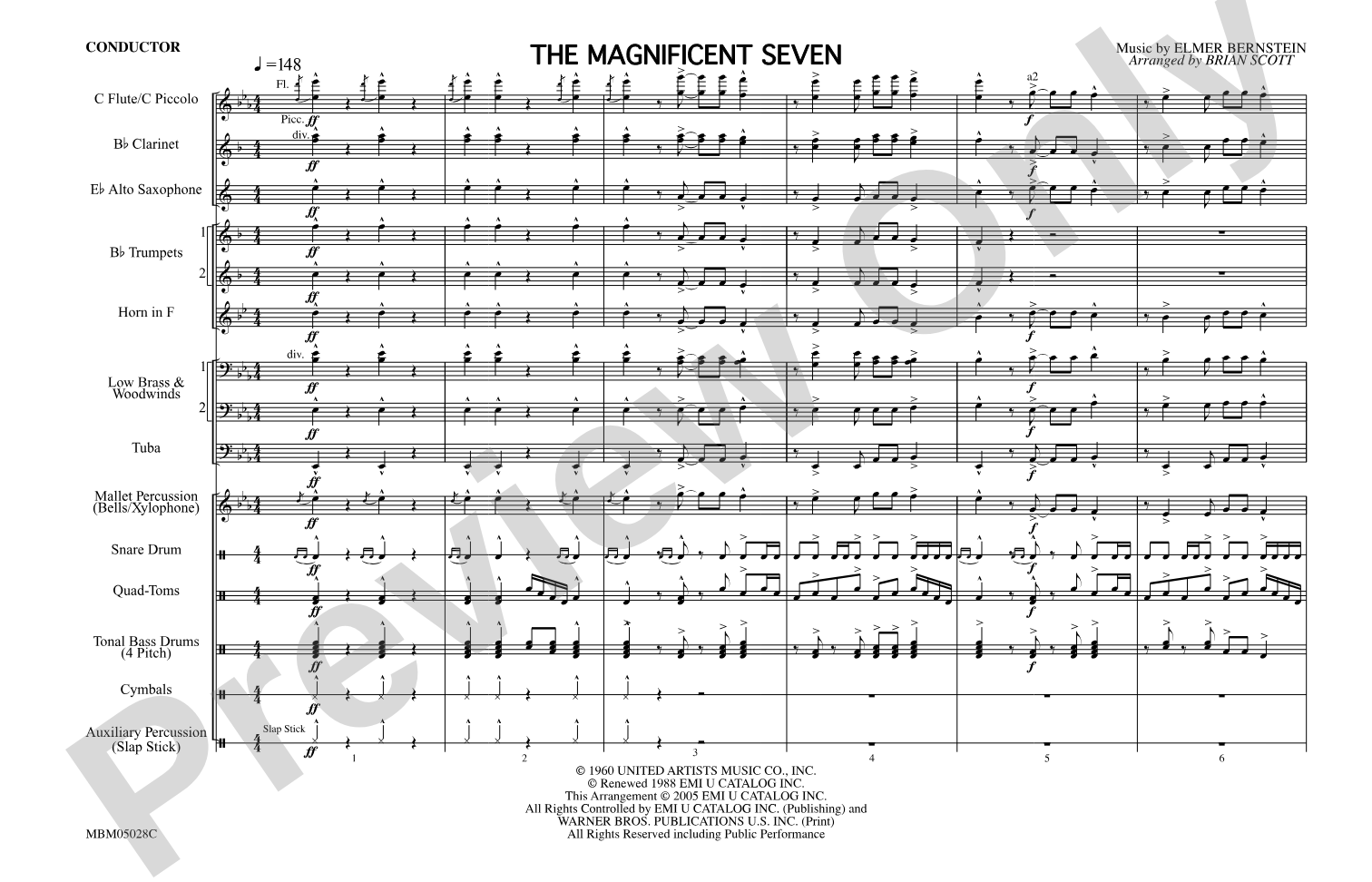 The Magnificent Seven: Marching Band Conductor Score & Parts