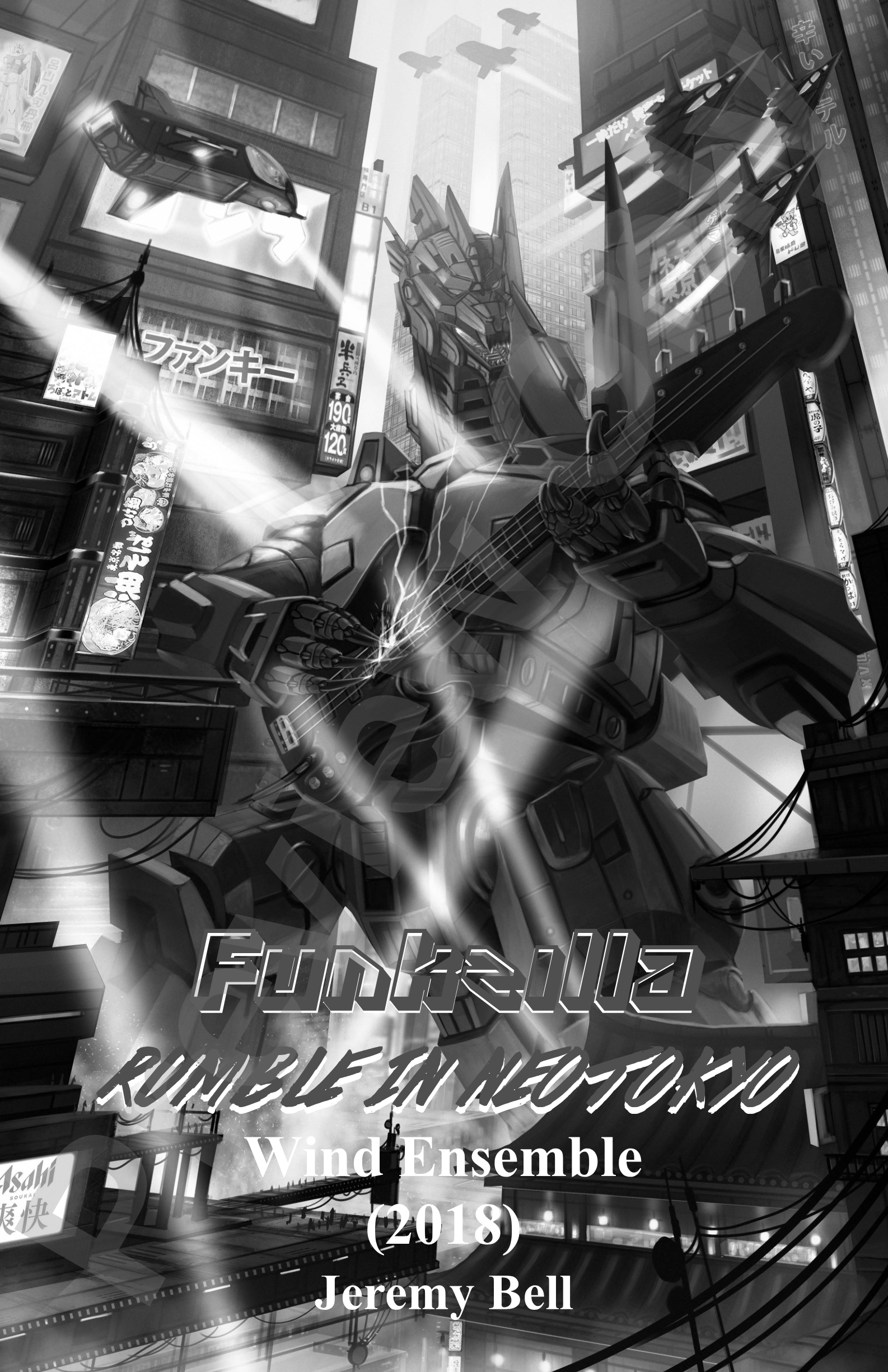 Funkzilla: Rumble in Neo Tokyo: Concert Band Conductor Score & Parts