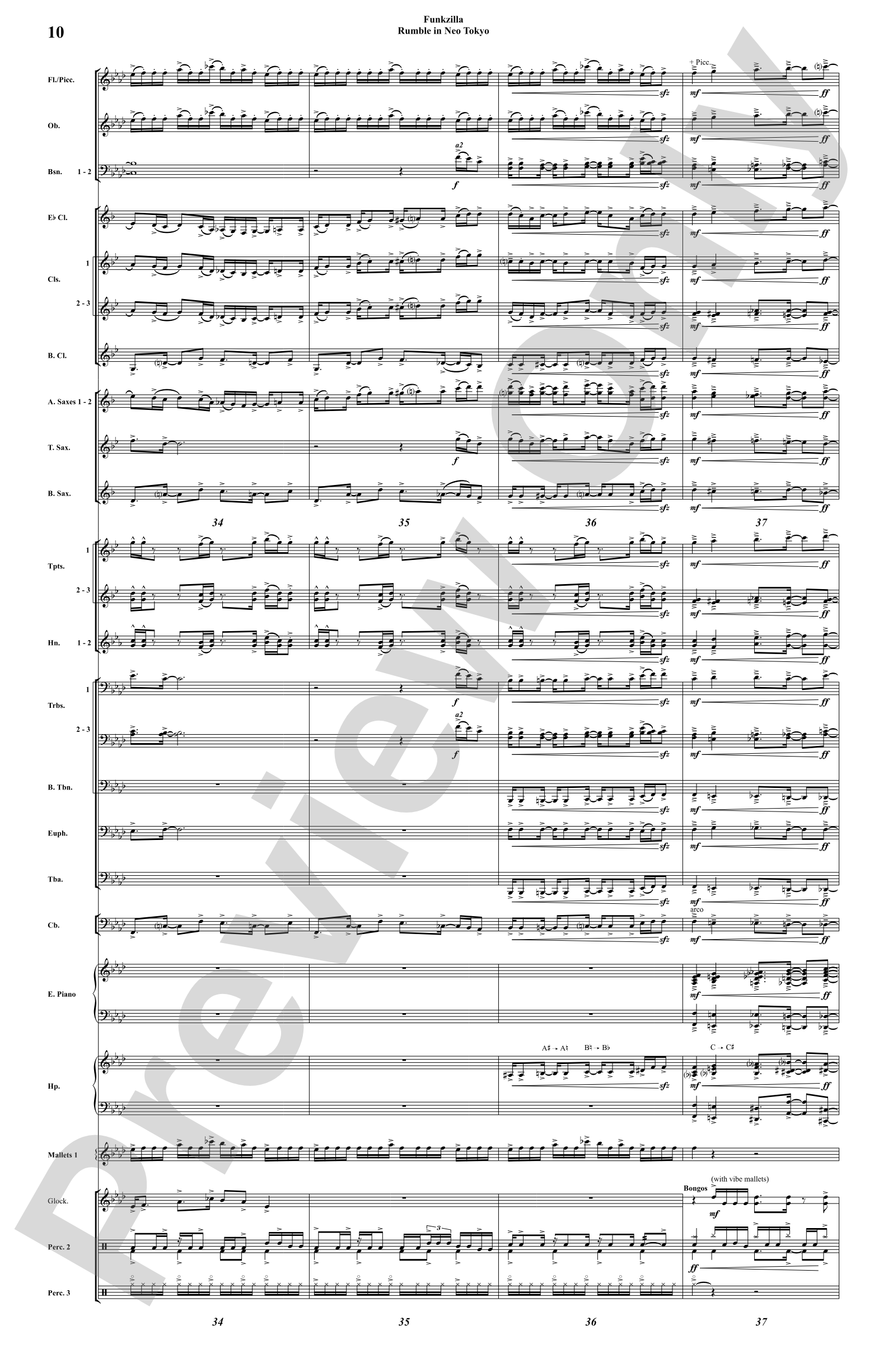 Funkzilla: Rumble in Neo Tokyo: Concert Band Conductor Score & Parts