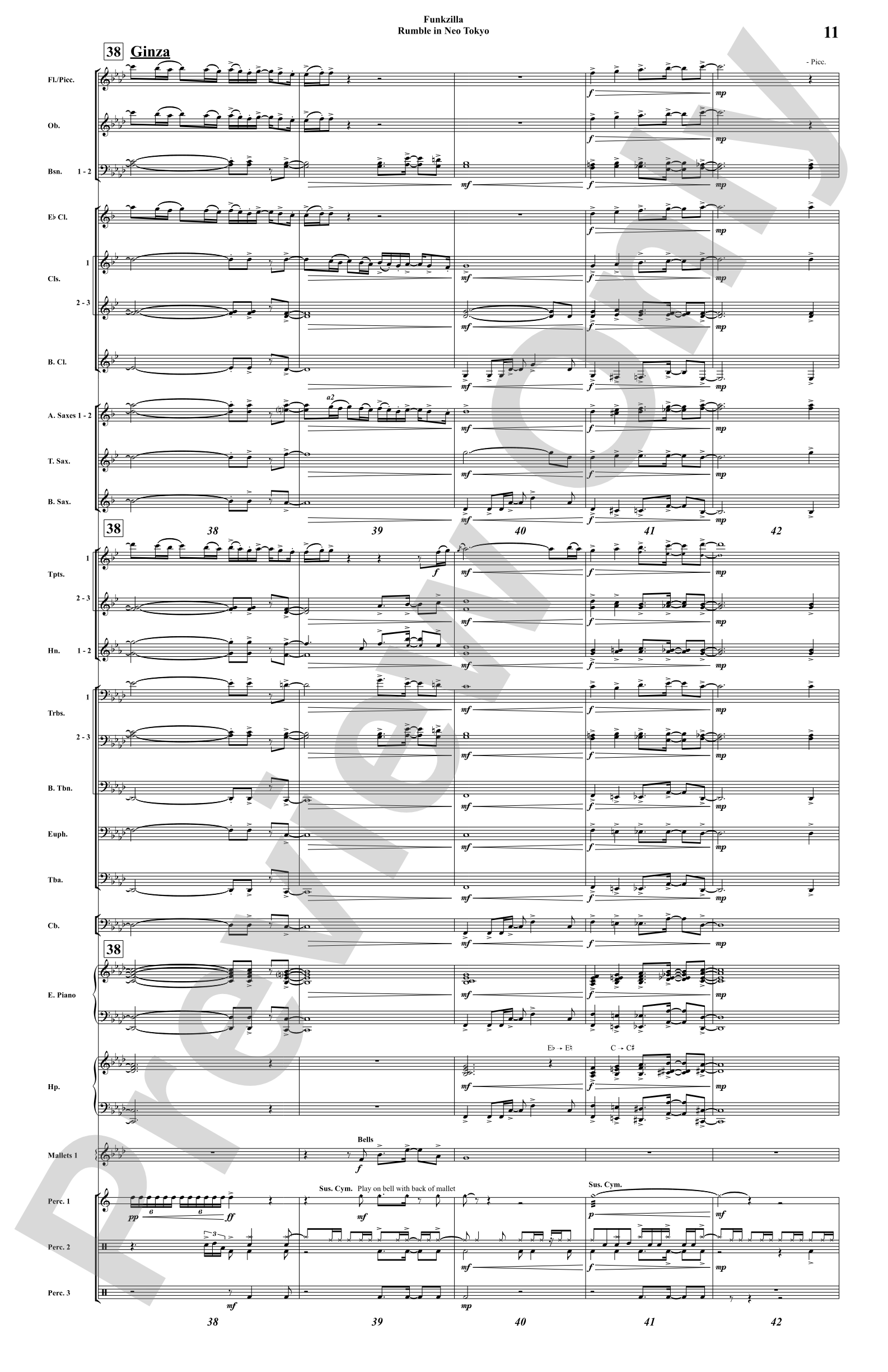 Funkzilla: Rumble in Neo Tokyo: Concert Band Conductor Score & Parts