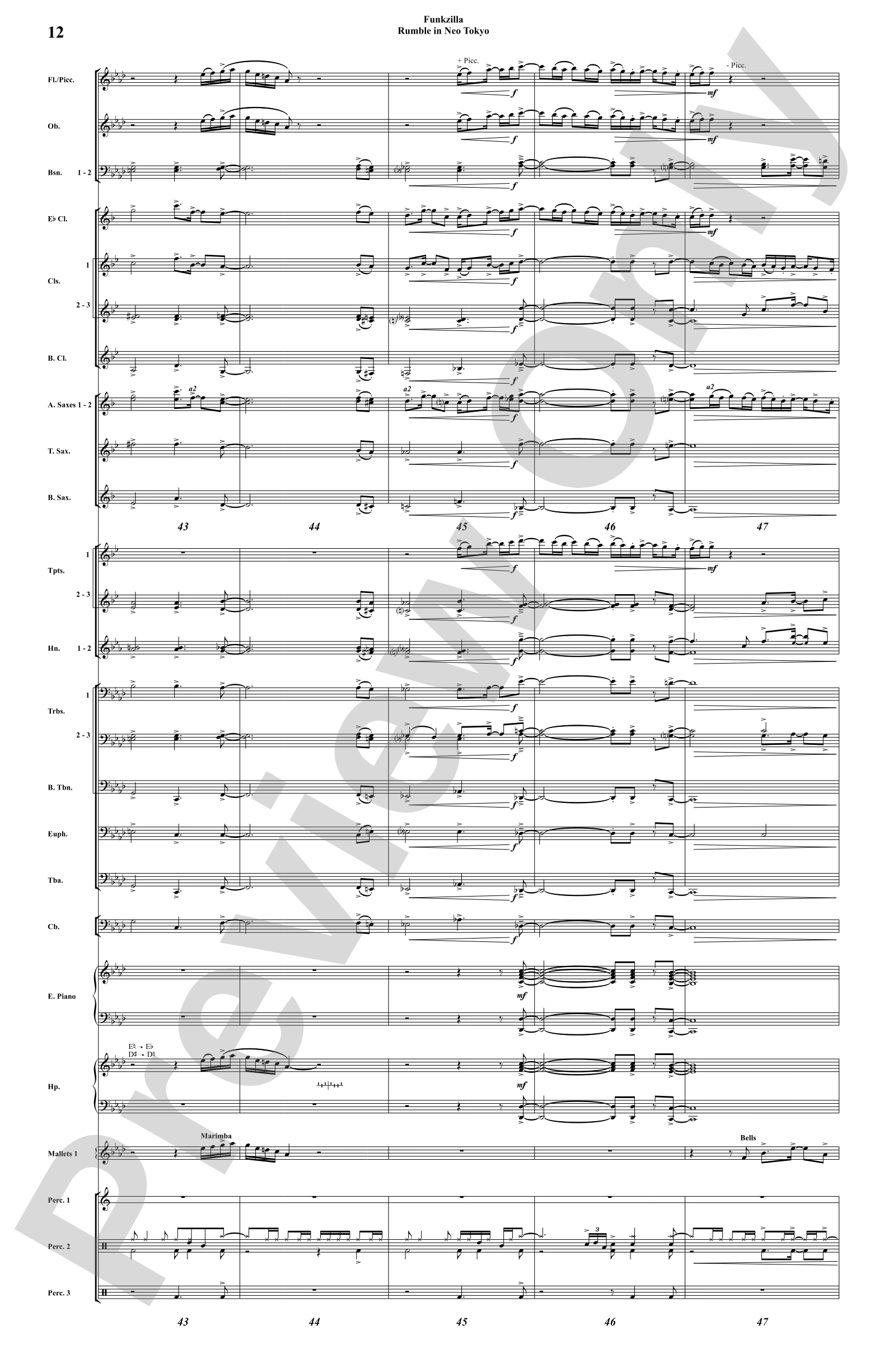 Funkzilla: Rumble in Neo Tokyo: Concert Band Conductor Score & Parts