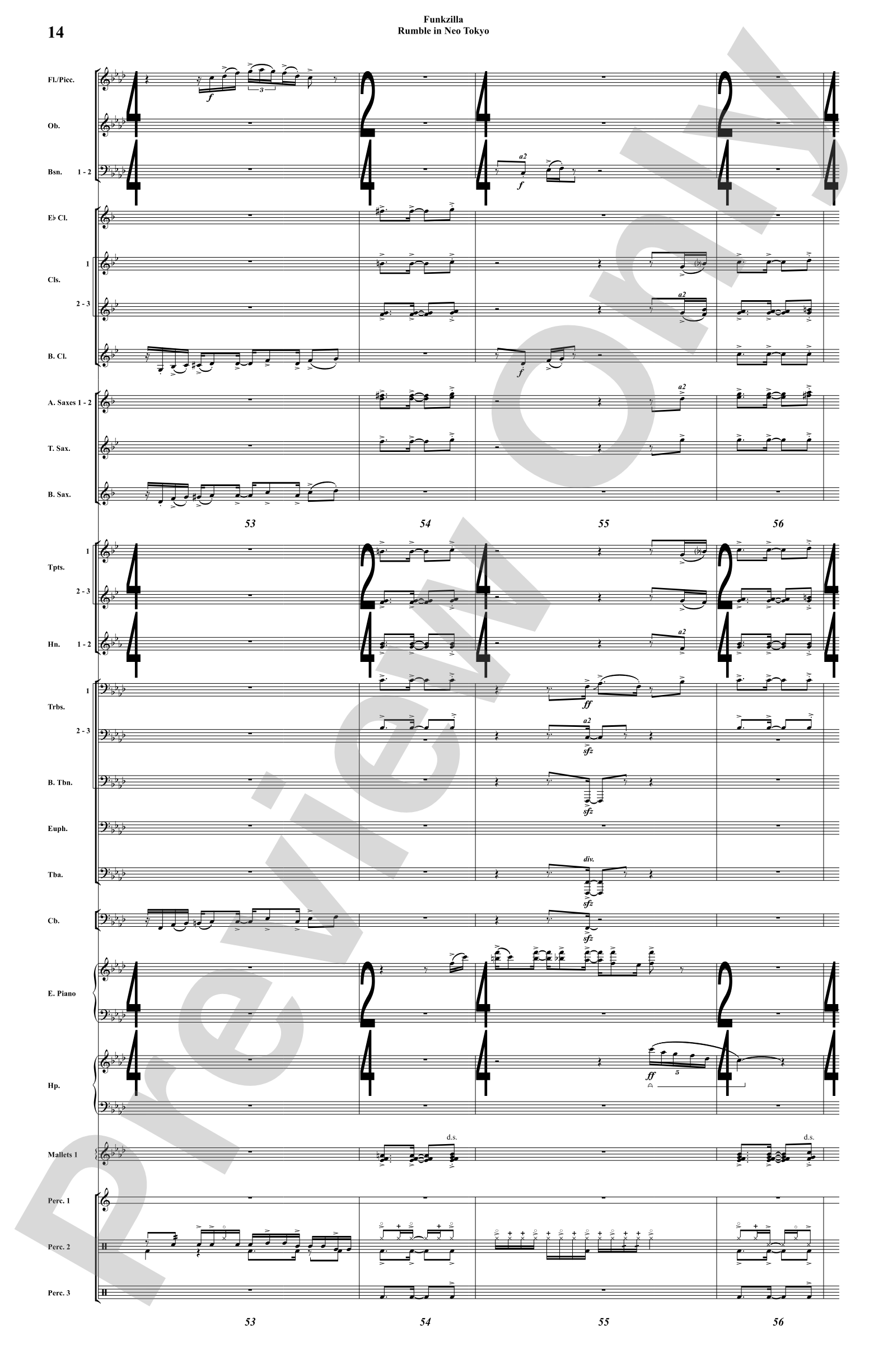 Funkzilla: Rumble in Neo Tokyo: Concert Band Conductor Score & Parts
