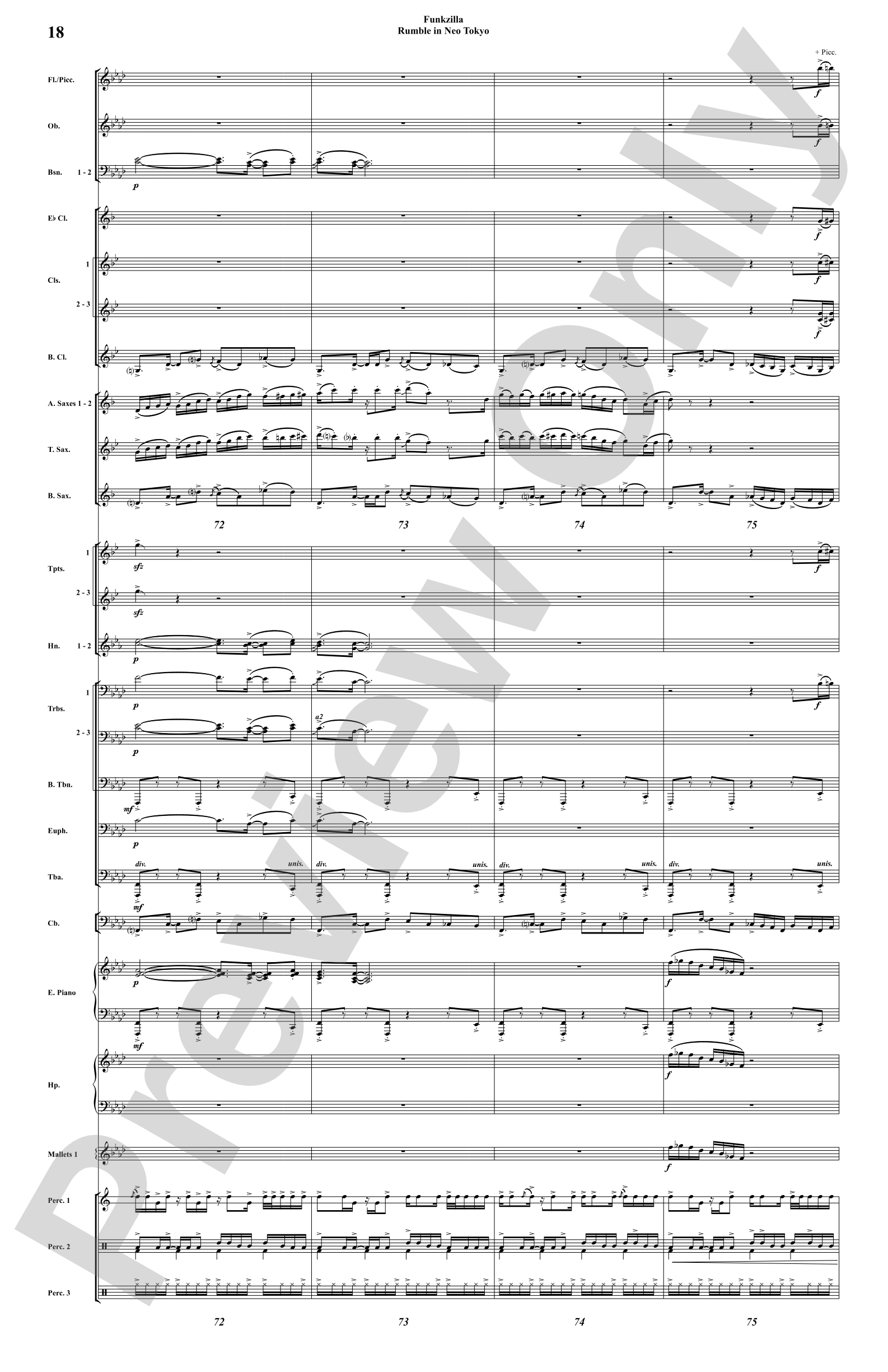 Funkzilla: Rumble in Neo Tokyo: Concert Band Conductor Score & Parts