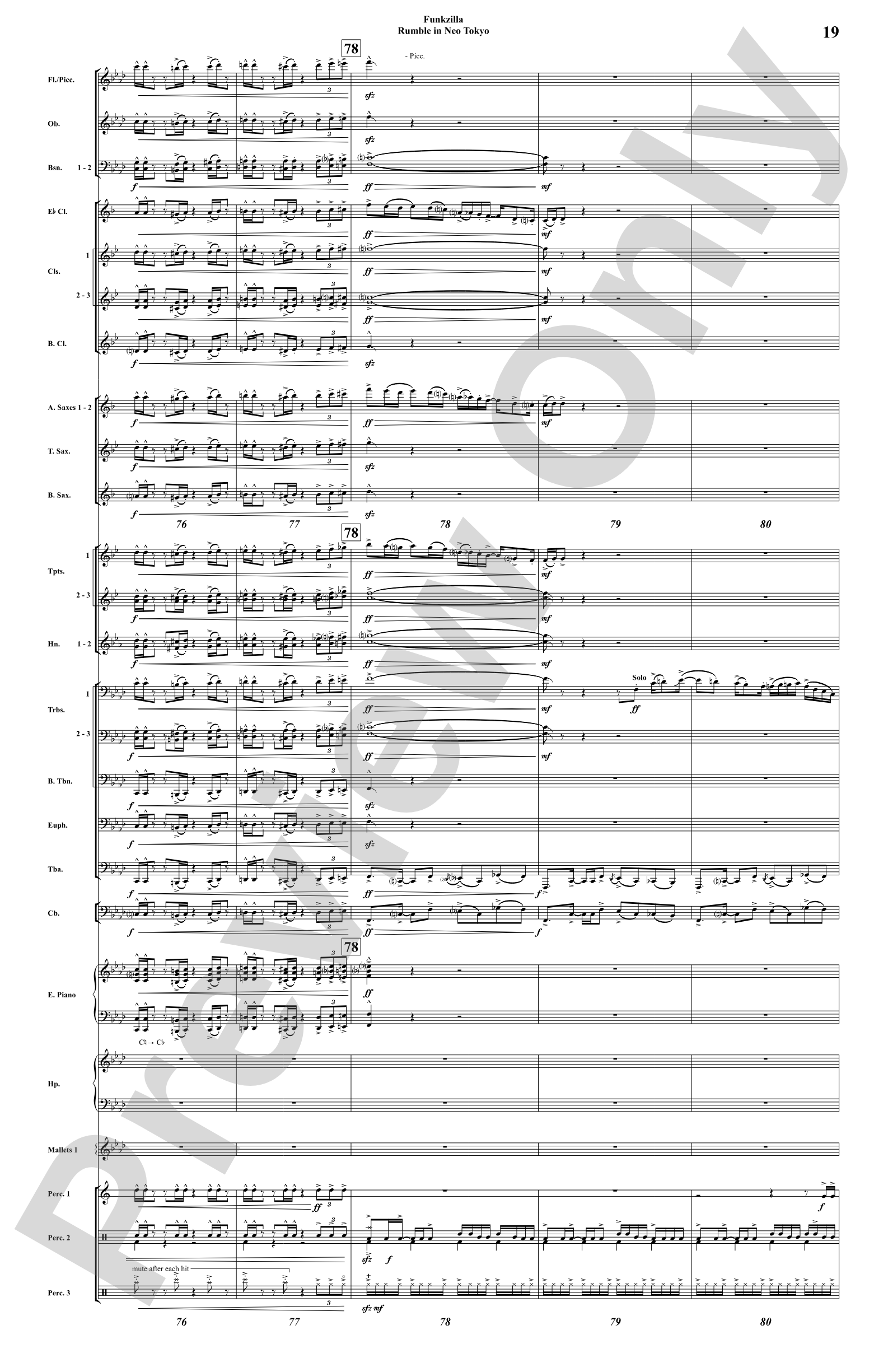 Funkzilla: Rumble in Neo Tokyo: Concert Band Conductor Score & Parts