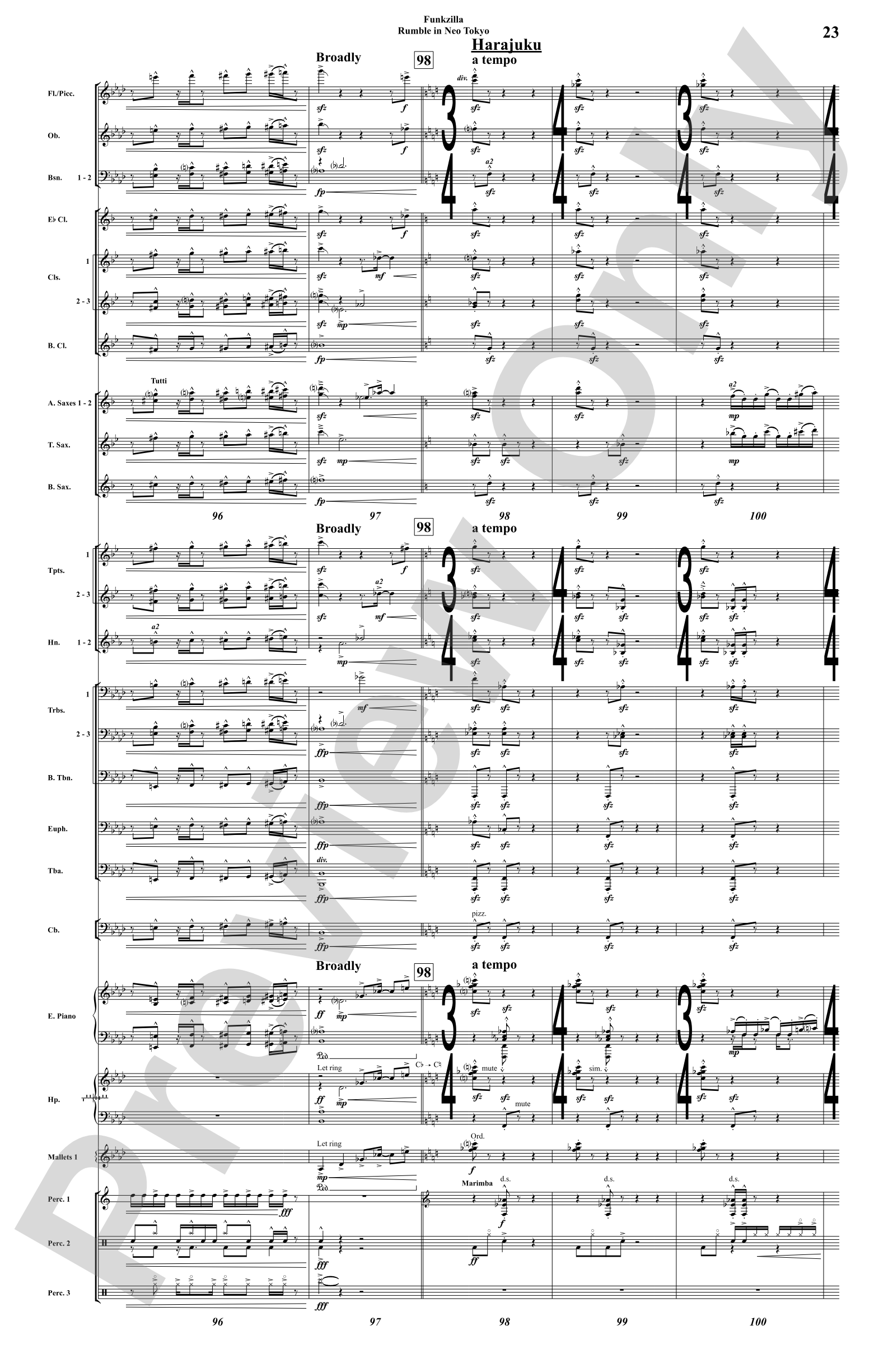 Funkzilla: Rumble in Neo Tokyo: Concert Band Conductor Score & Parts