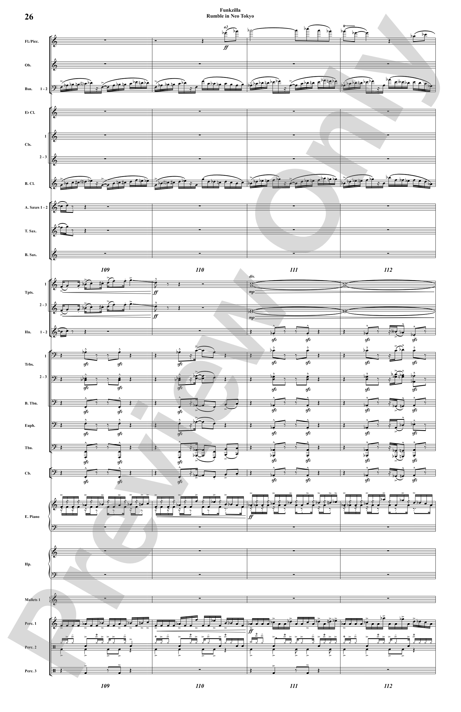 Funkzilla: Rumble in Neo Tokyo: Concert Band Conductor Score & Parts