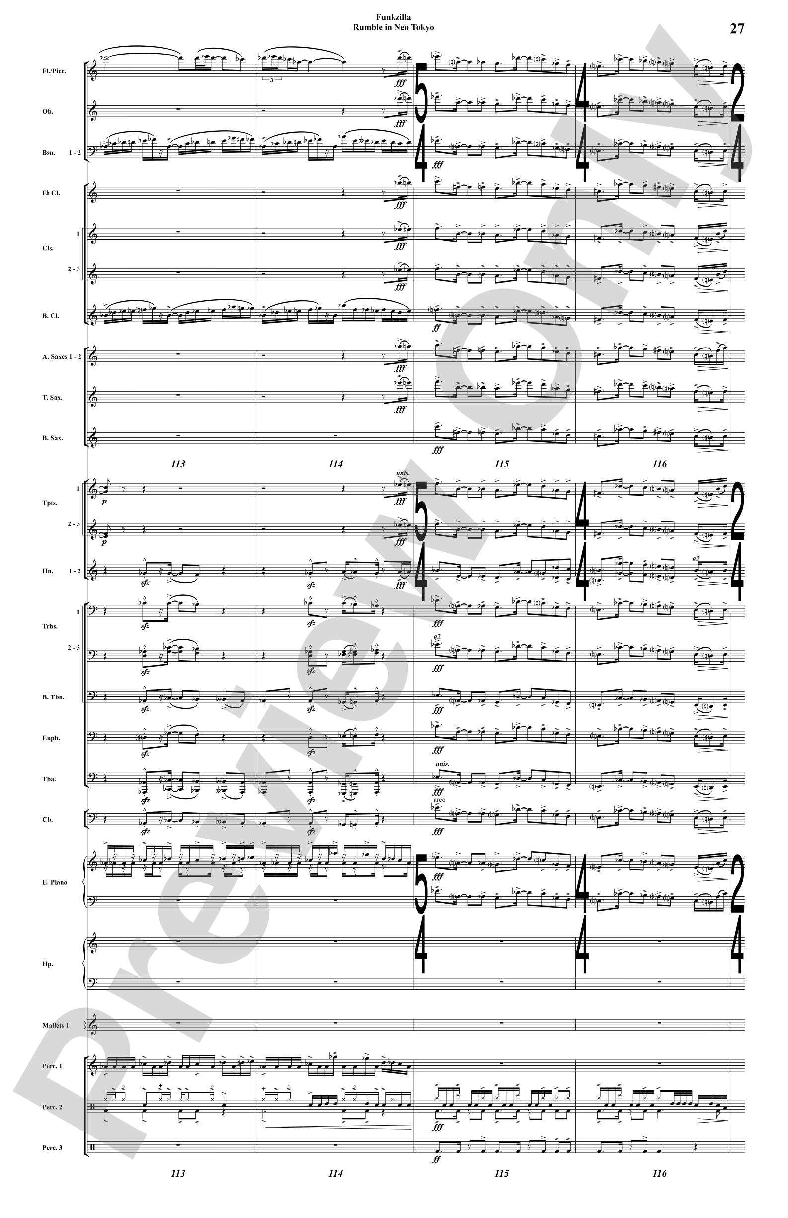 Funkzilla: Rumble in Neo Tokyo: Concert Band Conductor Score & Parts