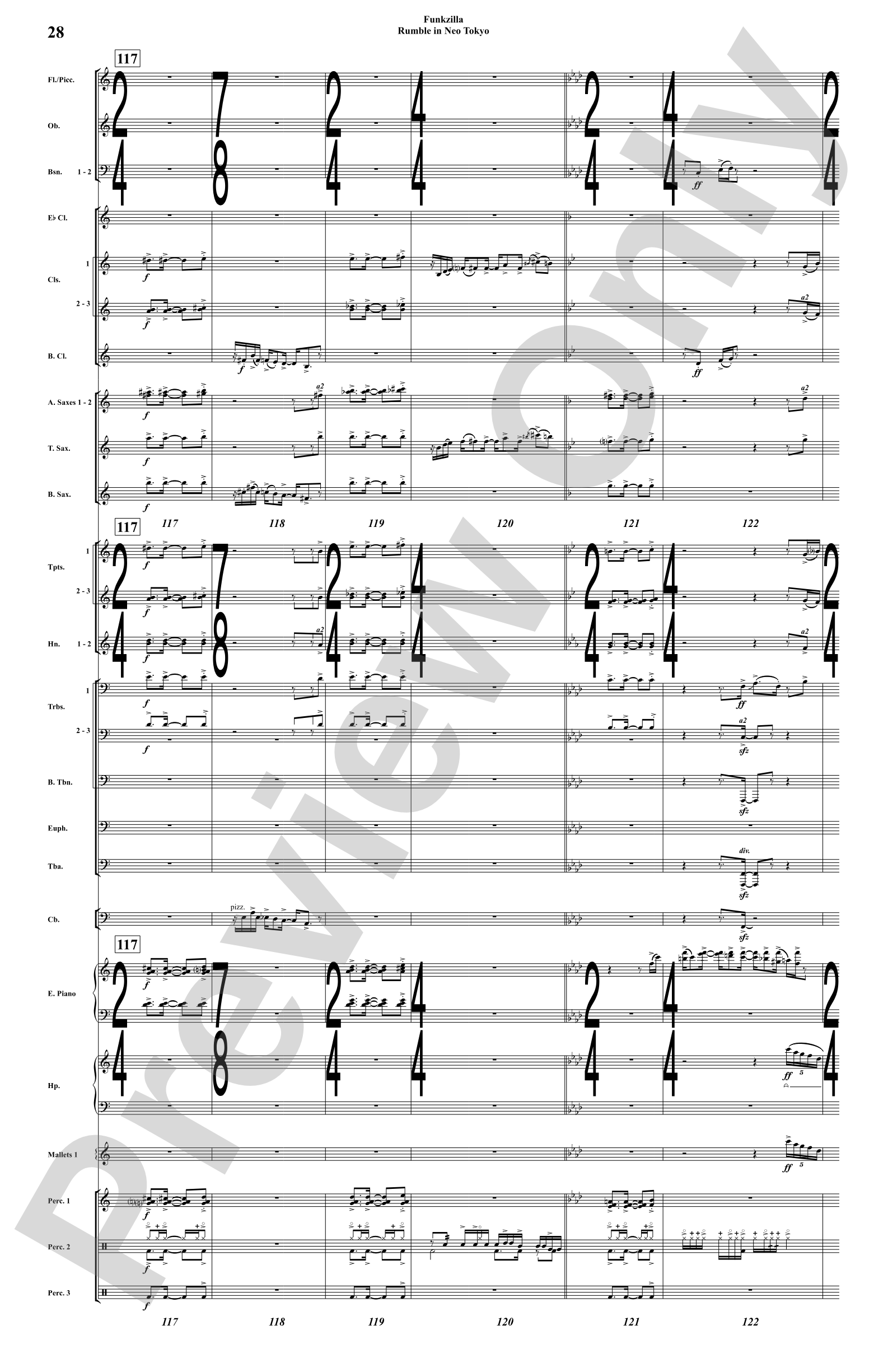 Funkzilla: Rumble in Neo Tokyo: Concert Band Conductor Score & Parts