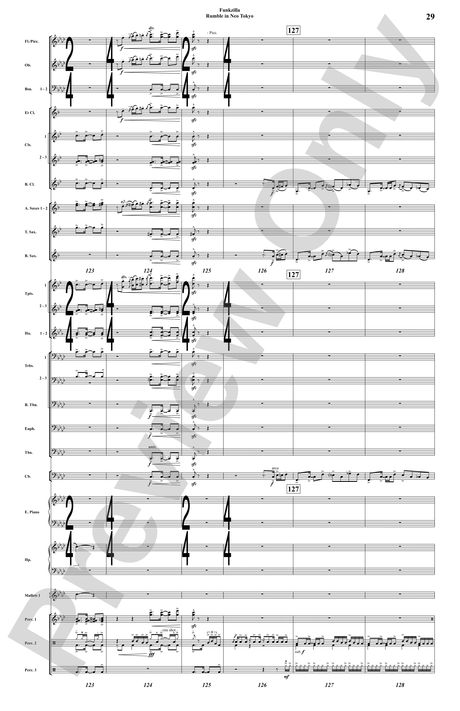 Funkzilla: Rumble in Neo Tokyo: Concert Band Conductor Score & Parts