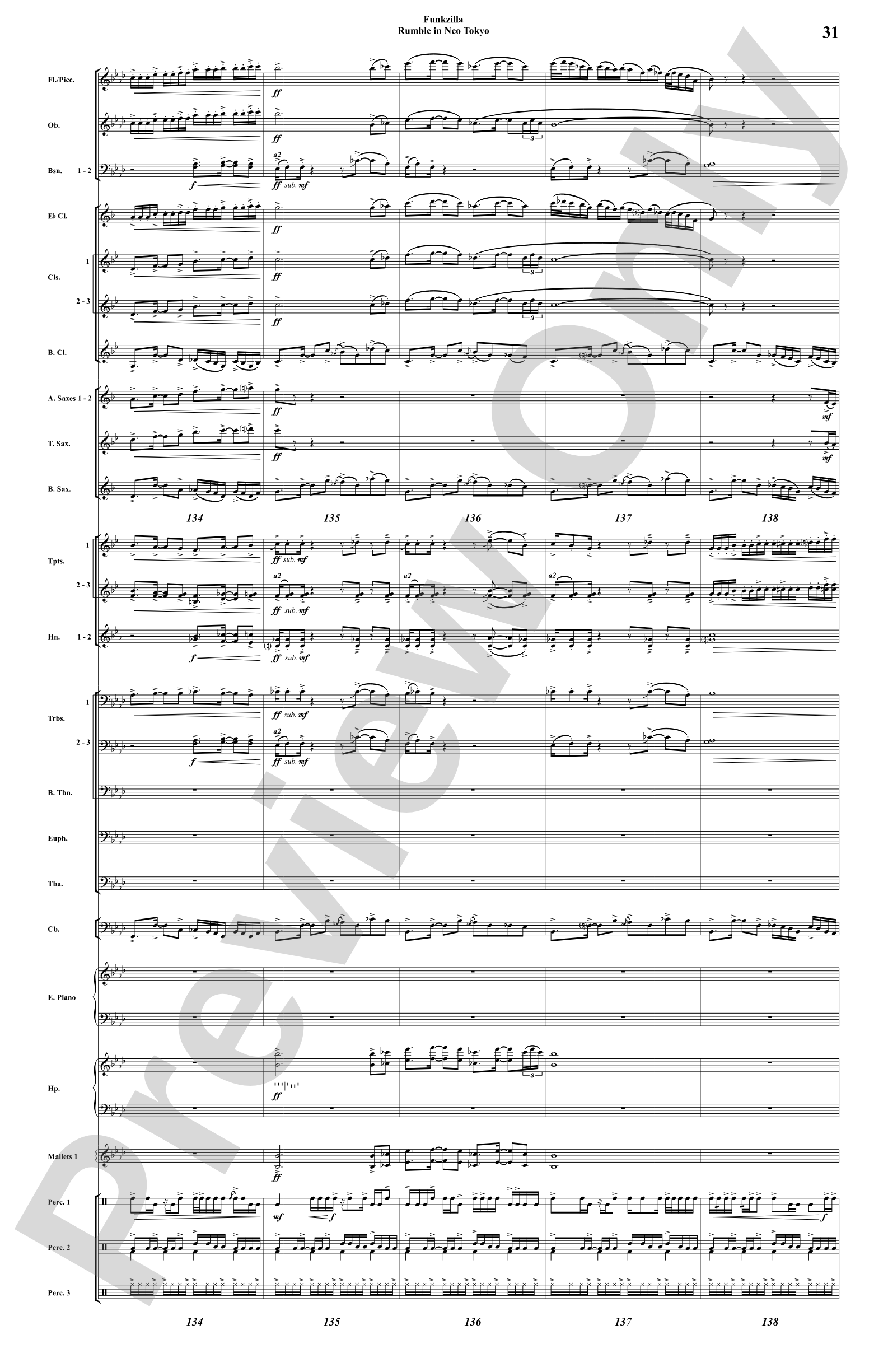 Funkzilla: Rumble in Neo Tokyo: Concert Band Conductor Score & Parts