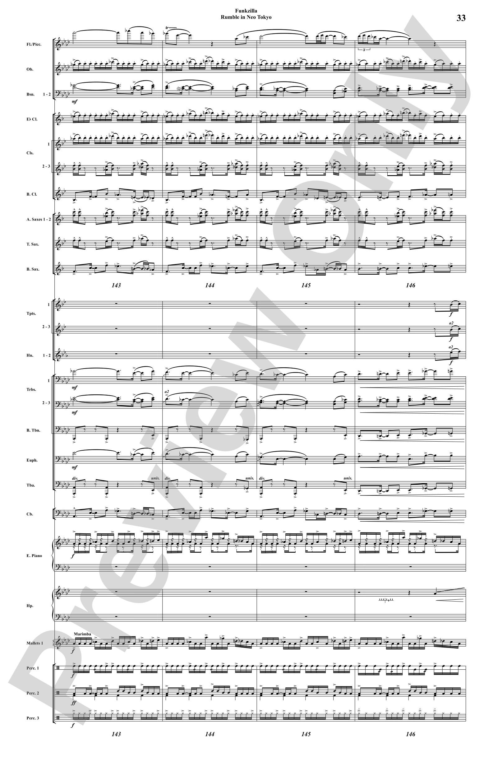 Funkzilla: Rumble in Neo Tokyo: Concert Band Conductor Score & Parts
