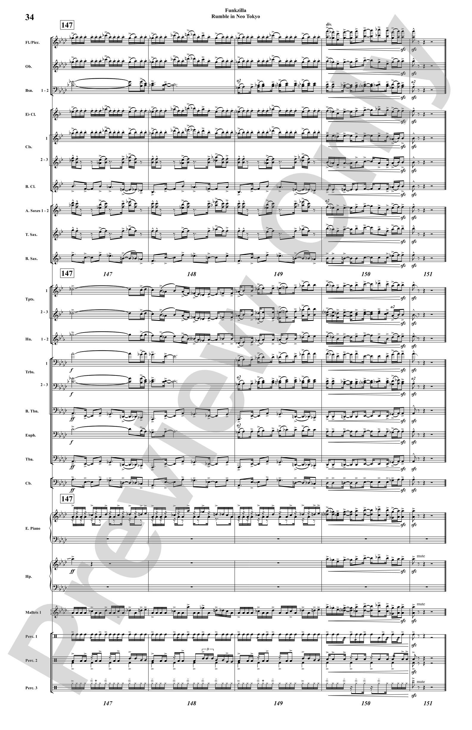 Funkzilla: Rumble in Neo Tokyo: Concert Band Conductor Score & Parts