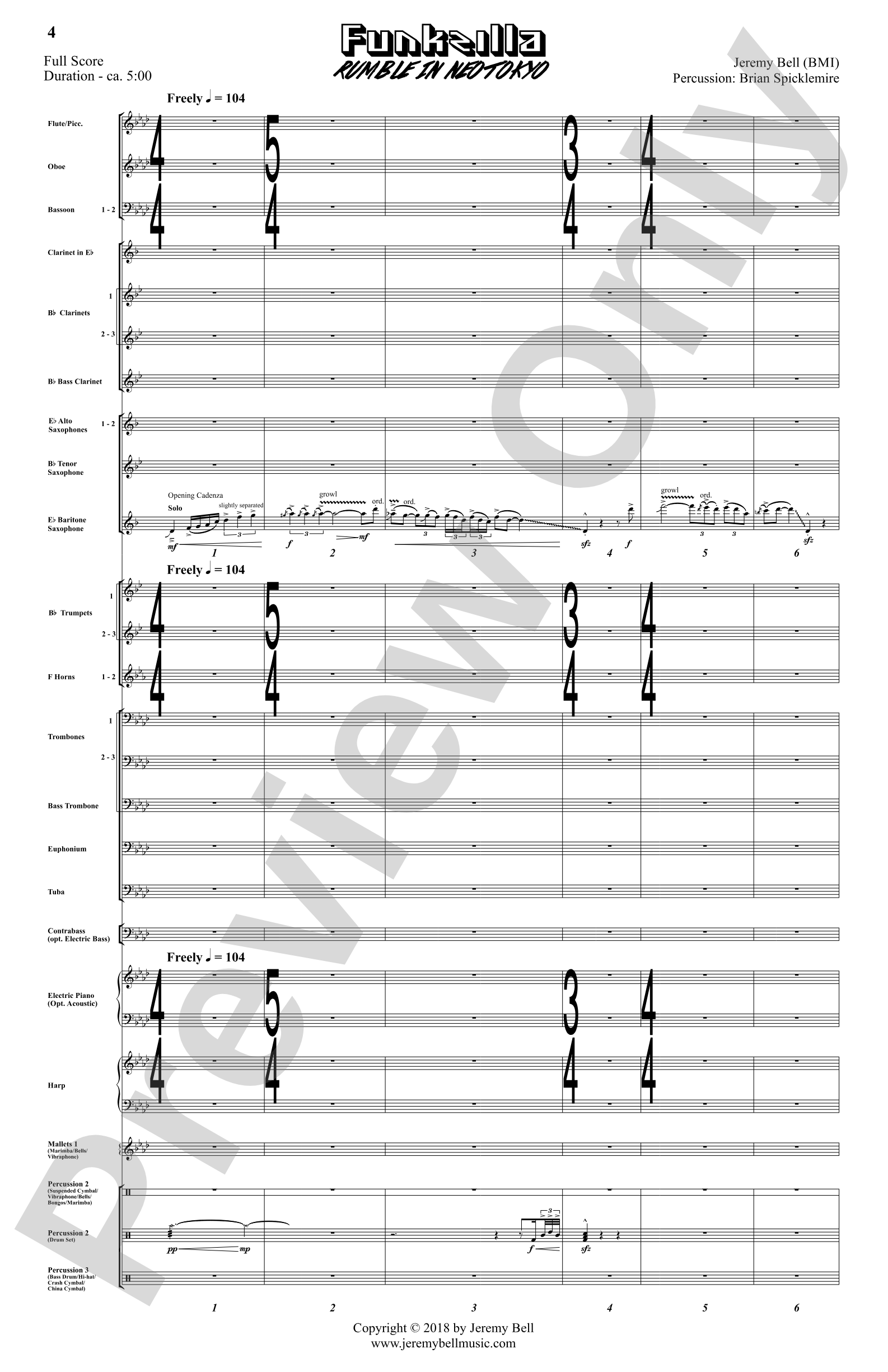 Funkzilla: Rumble in Neo Tokyo: Concert Band Conductor Score & Parts