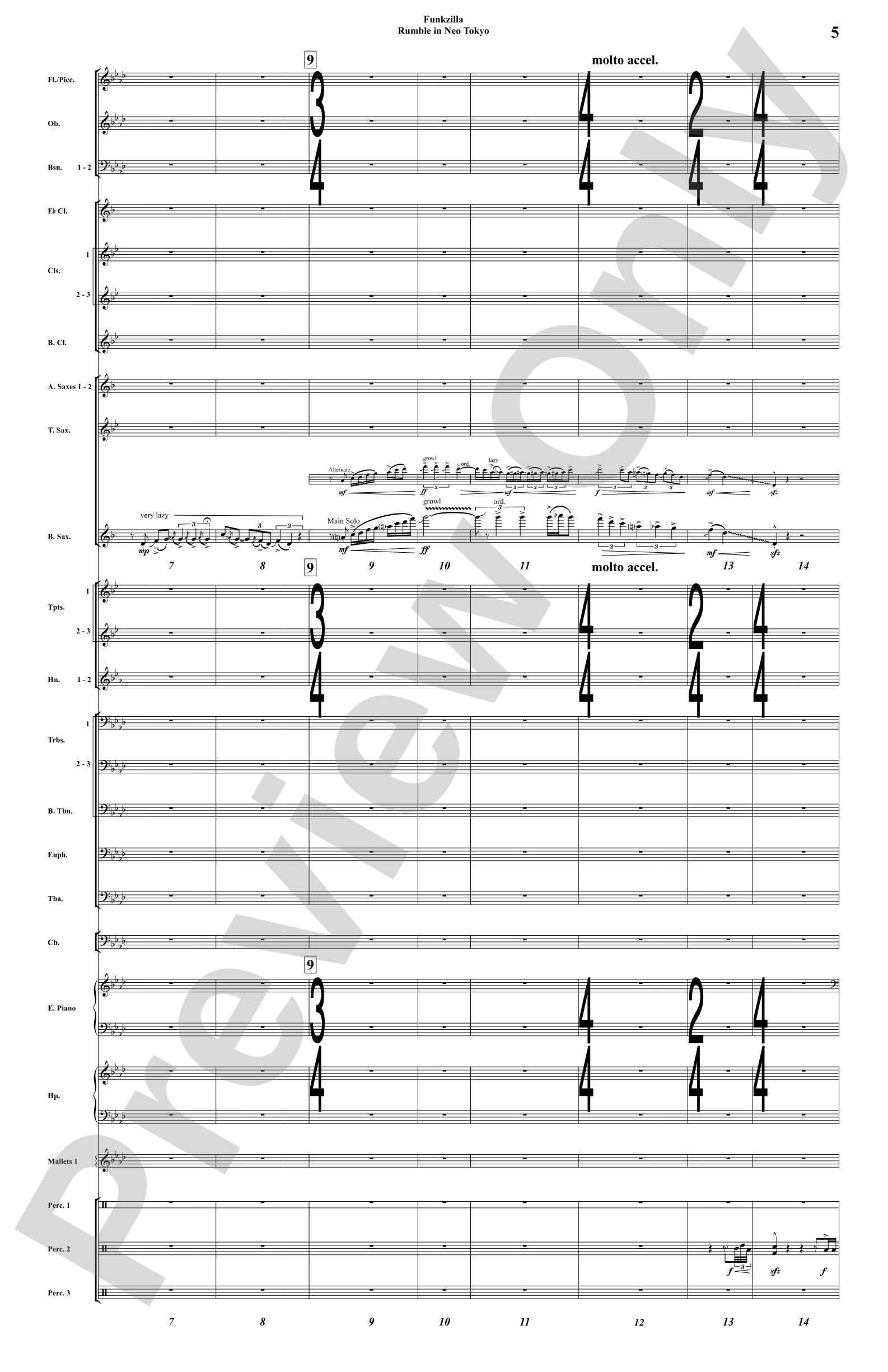 Funkzilla: Rumble in Neo Tokyo: Concert Band Conductor Score & Parts