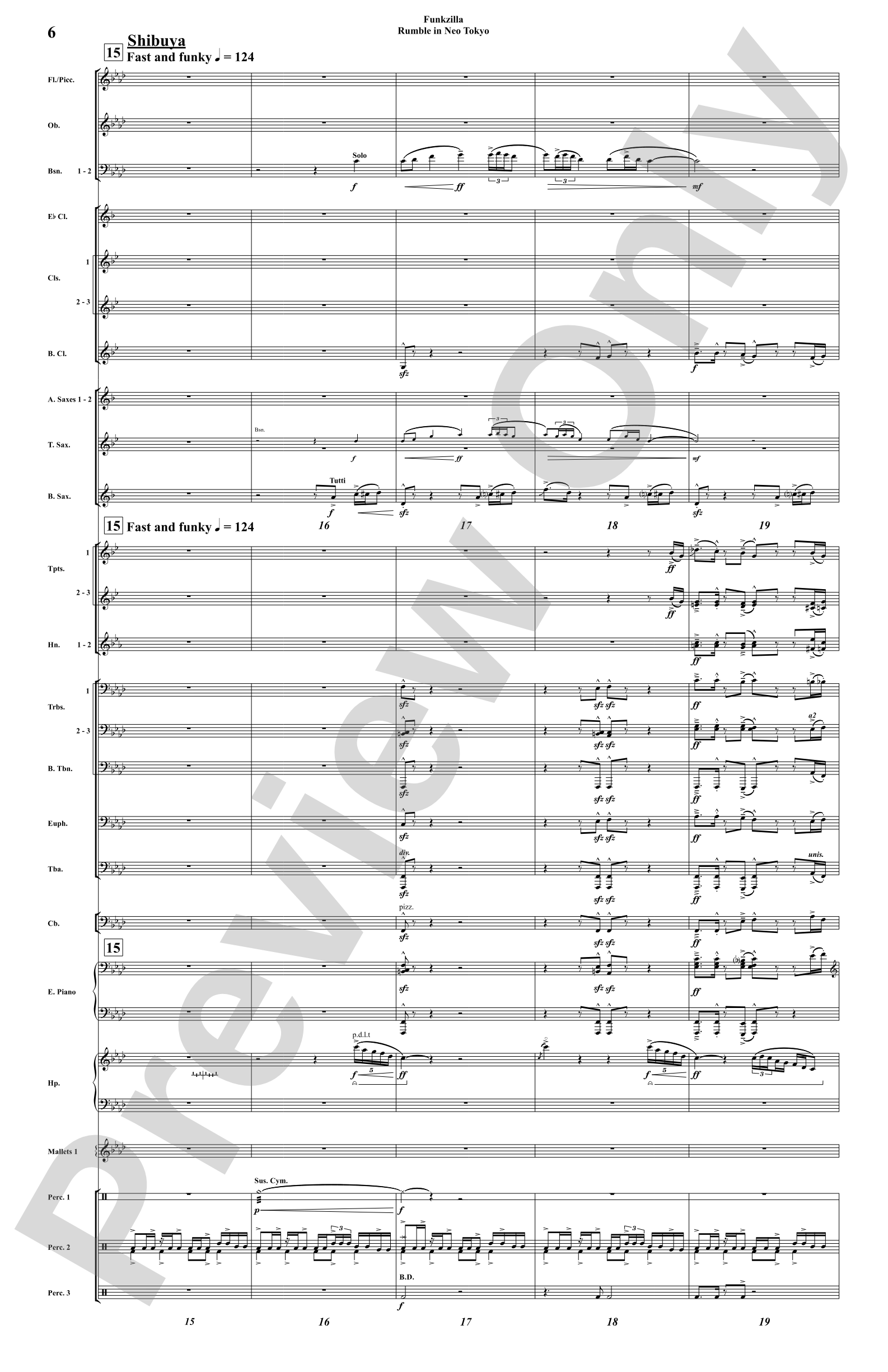 Funkzilla: Rumble in Neo Tokyo: Concert Band Conductor Score & Parts