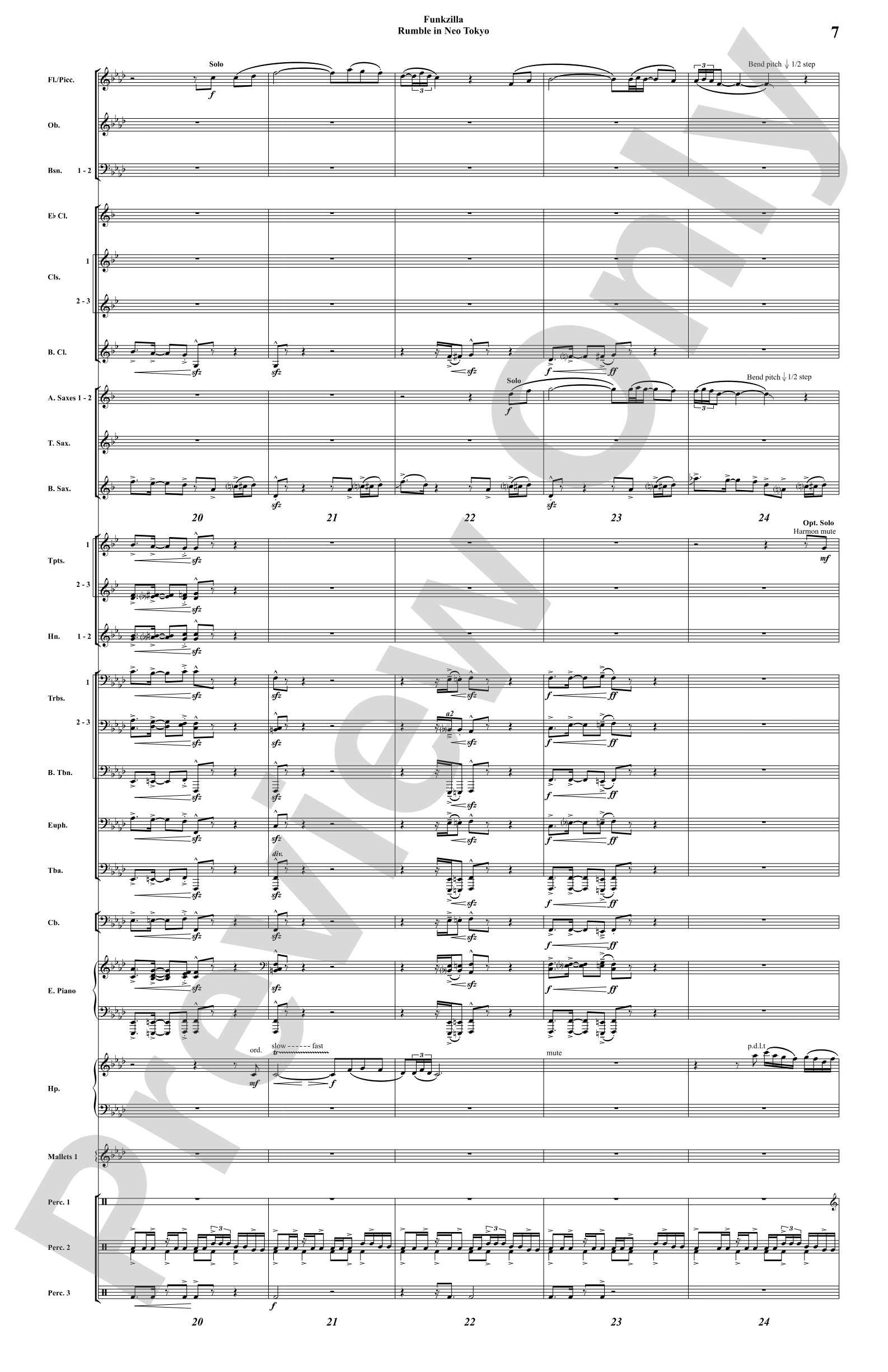 Funkzilla: Rumble in Neo Tokyo: Concert Band Conductor Score & Parts