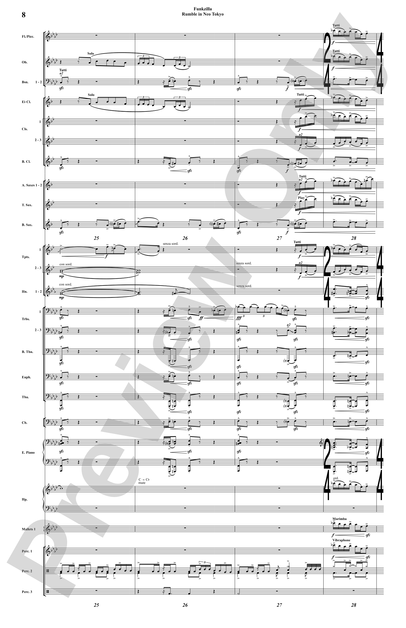 Funkzilla: Rumble in Neo Tokyo: Concert Band Conductor Score & Parts