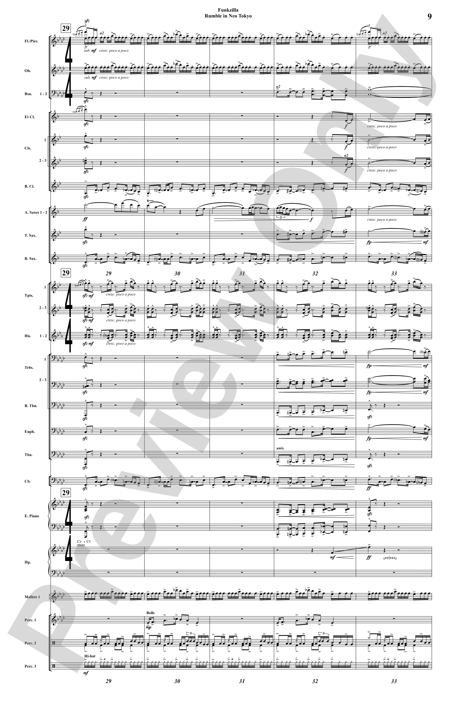 Funkzilla: Rumble in Neo Tokyo: Concert Band Conductor Score & Parts