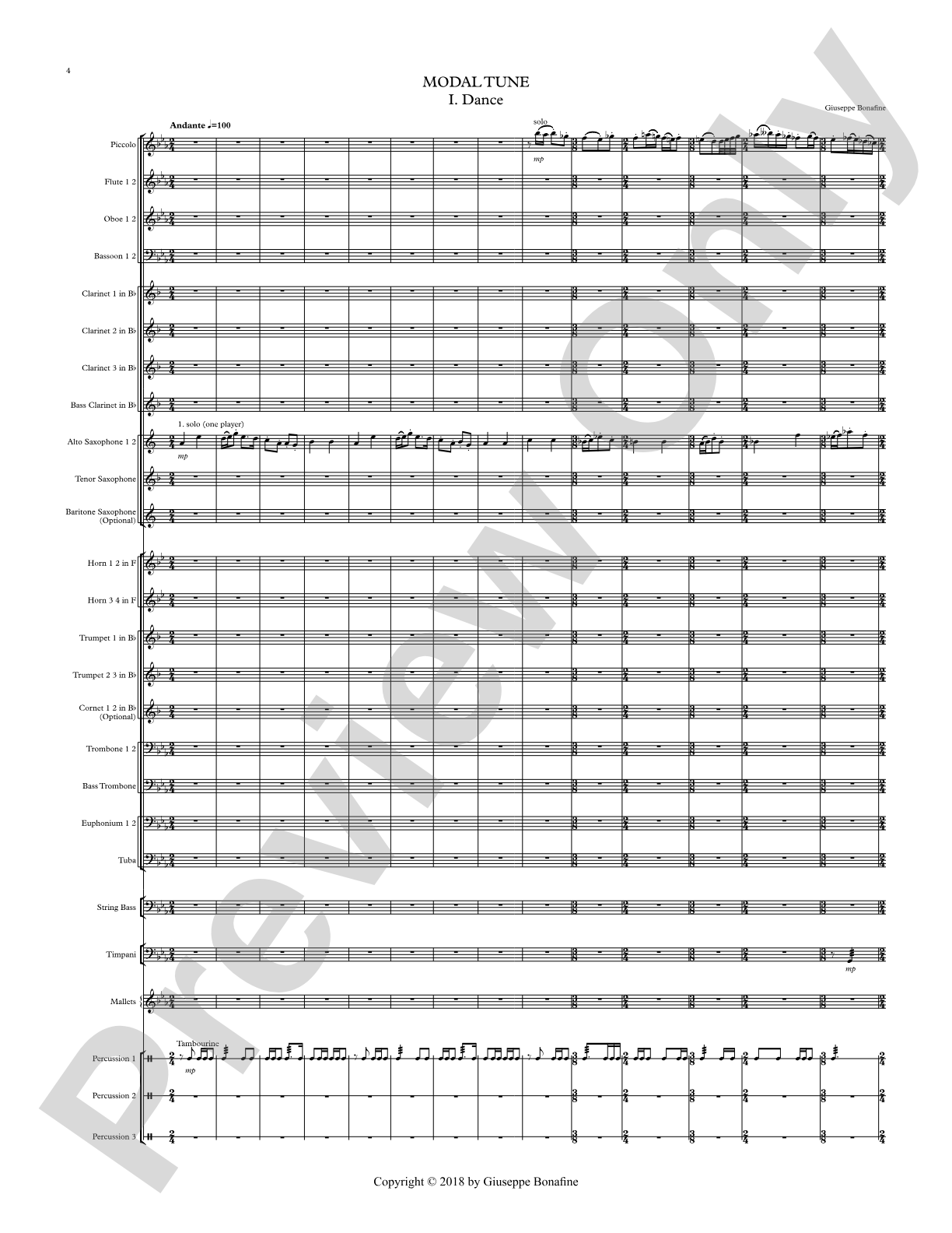 Modal Tune: Concert Band Conductor Score & Parts