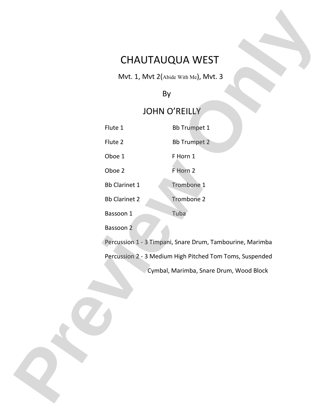 Chautauqua West: Concert Band Conductor Score & Parts