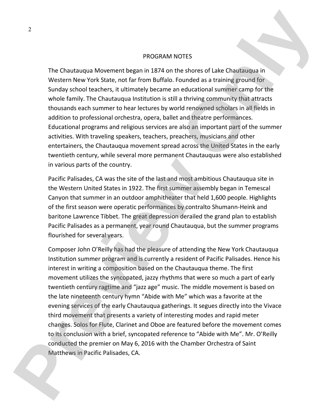 Chautauqua West: Concert Band Conductor Score & Parts