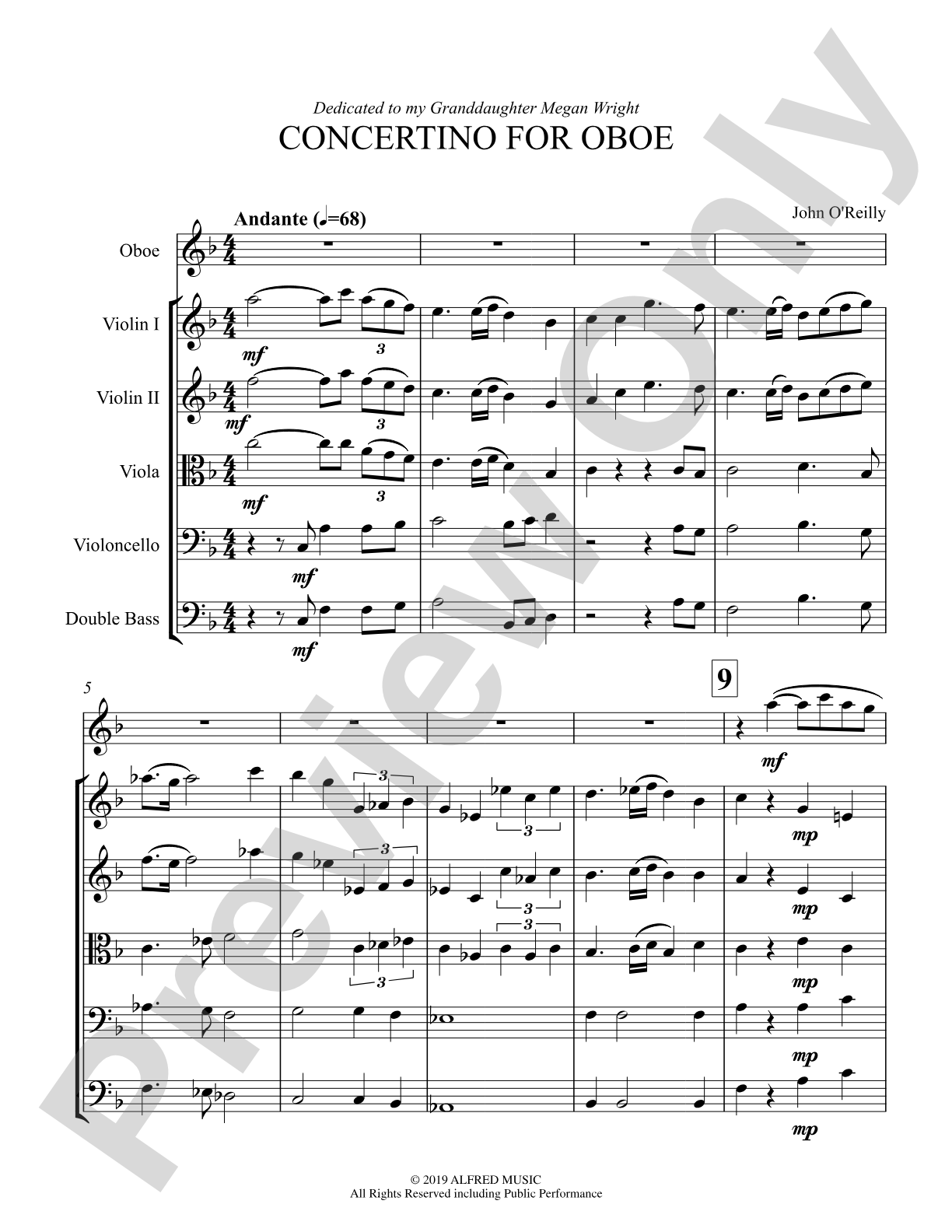 Concertino for Oboe: String Orchestra Conductor Score & Parts