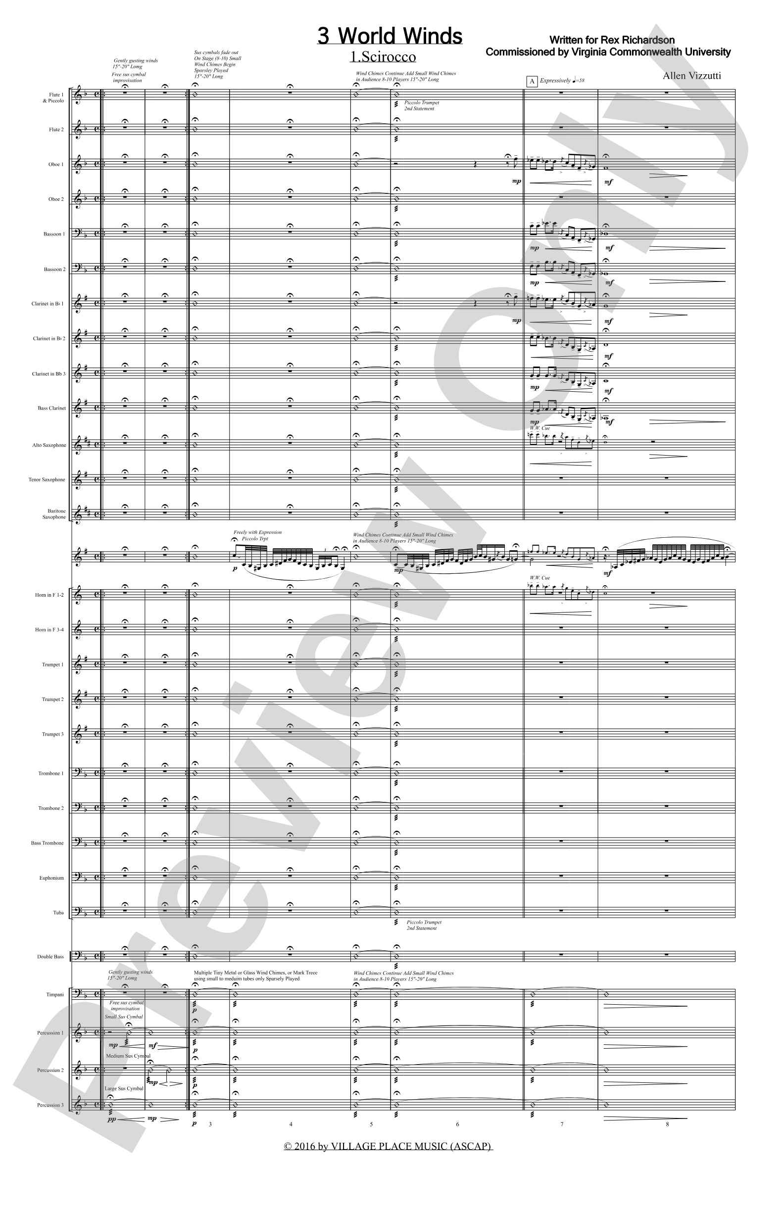 Three World Winds: Concert Band Conductor Score & Parts