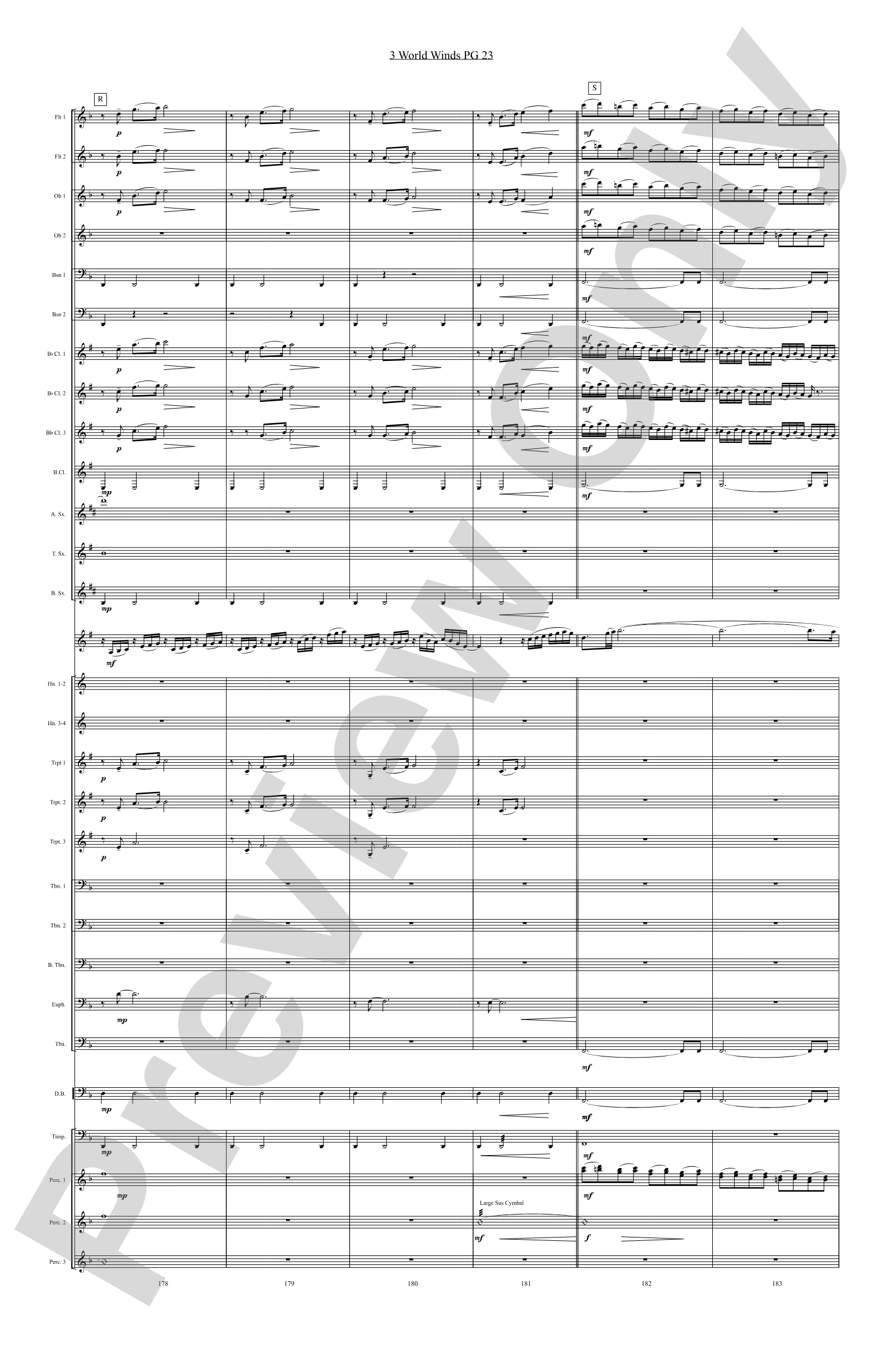 Three World Winds: Concert Band Conductor Score & Parts