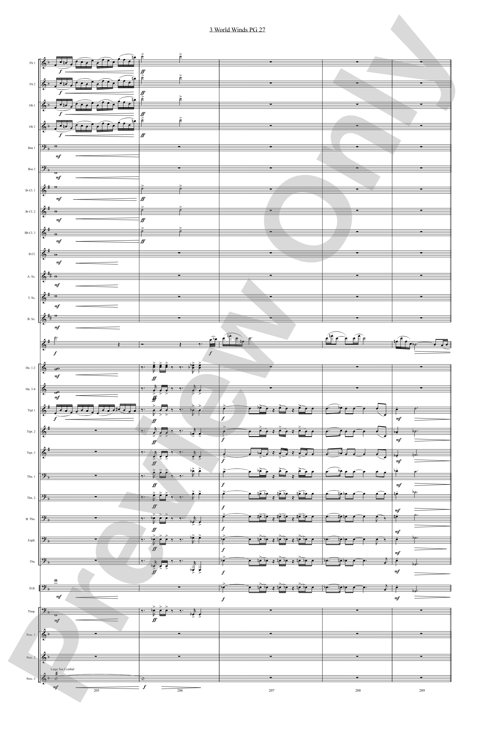 Three World Winds: Concert Band Conductor Score & Parts