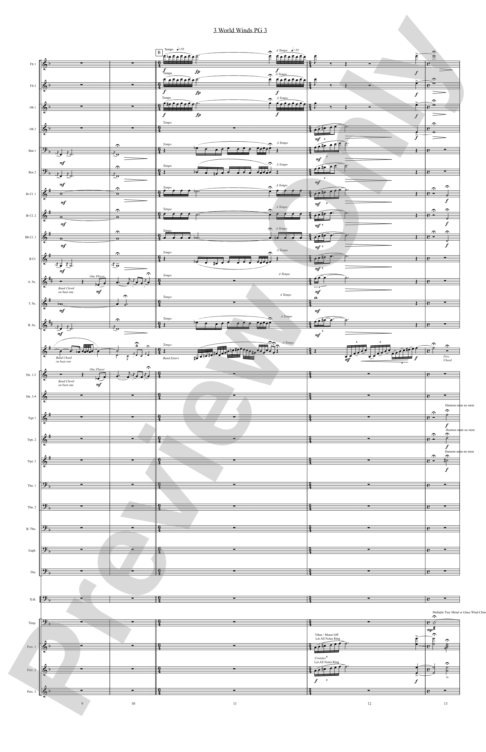 Three World Winds: Concert Band Conductor Score & Parts