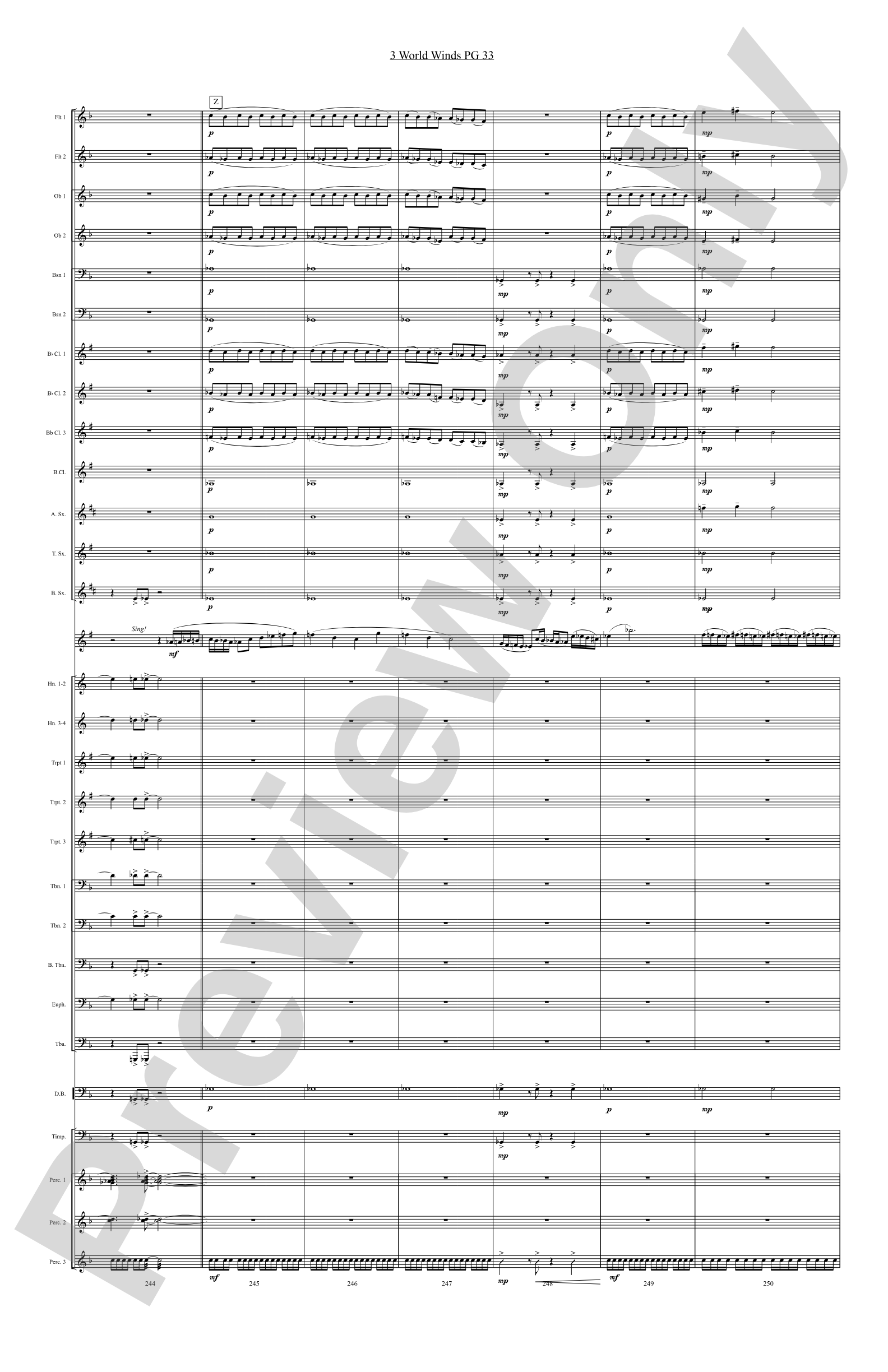 Three World Winds: Concert Band Conductor Score & Parts