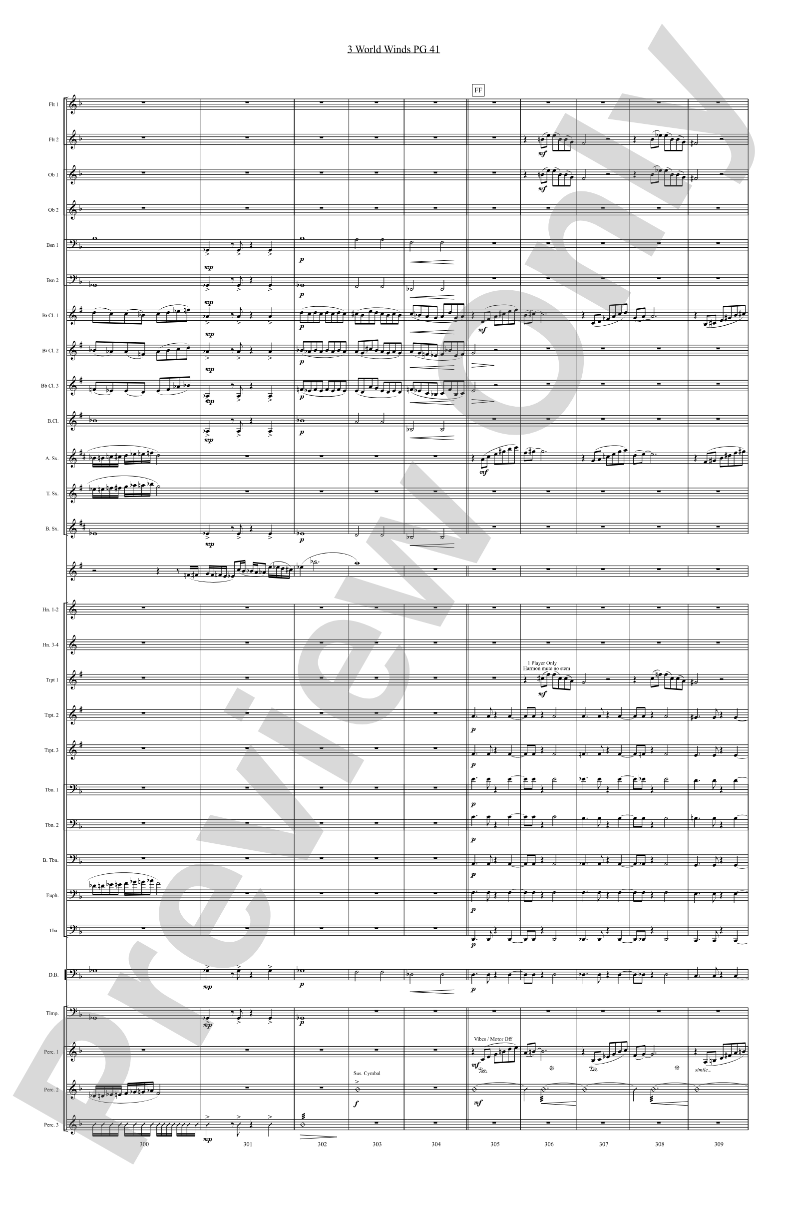 Three World Winds: Concert Band Conductor Score & Parts