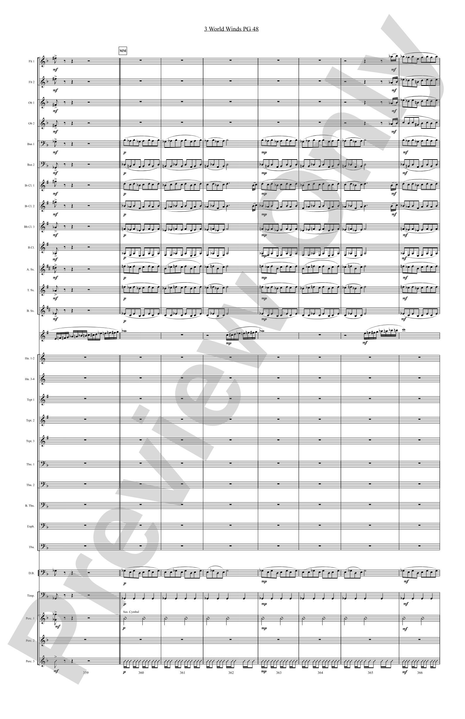 Three World Winds: Concert Band Conductor Score & Parts