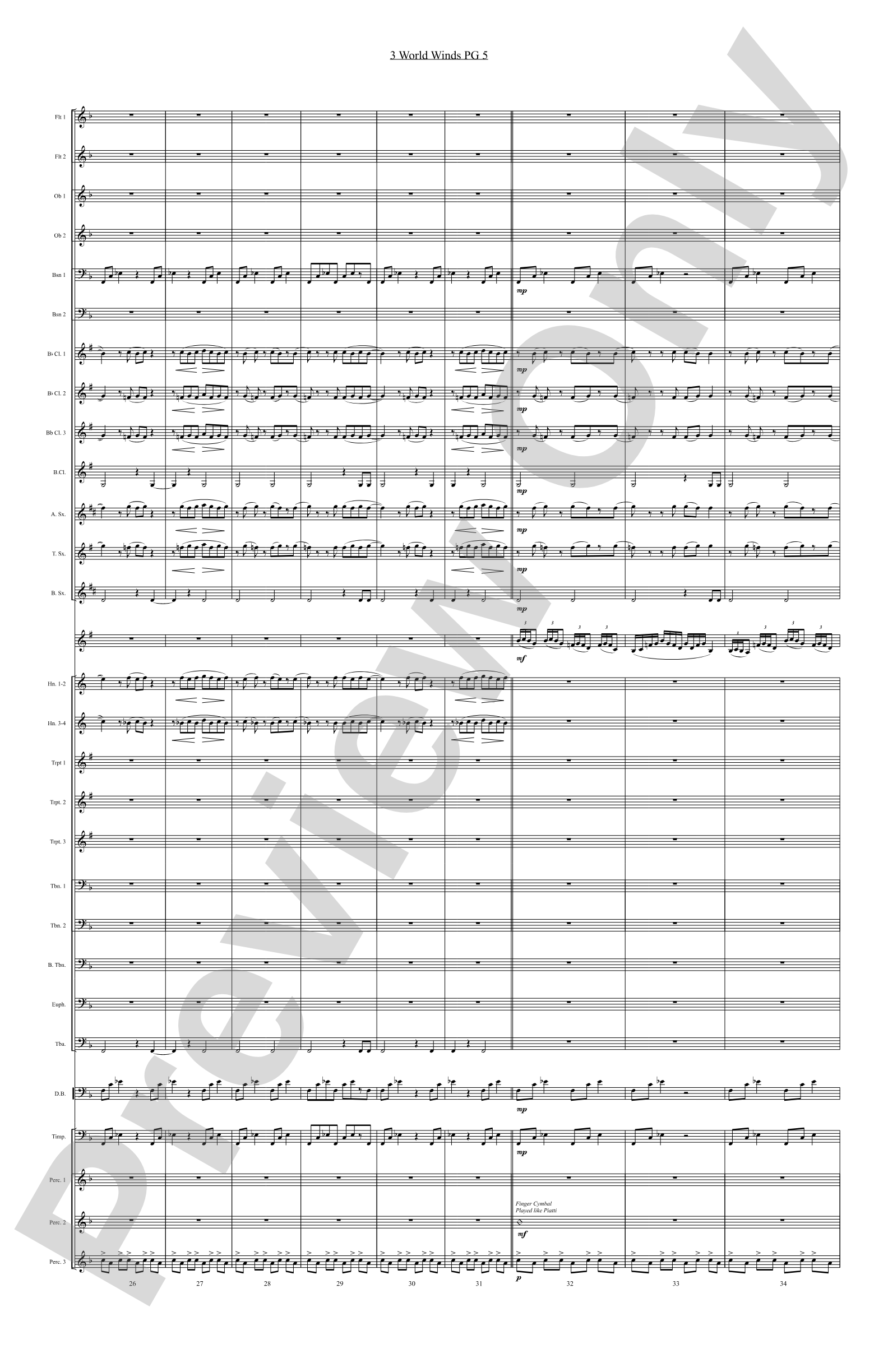 Three World Winds: Concert Band Conductor Score & Parts