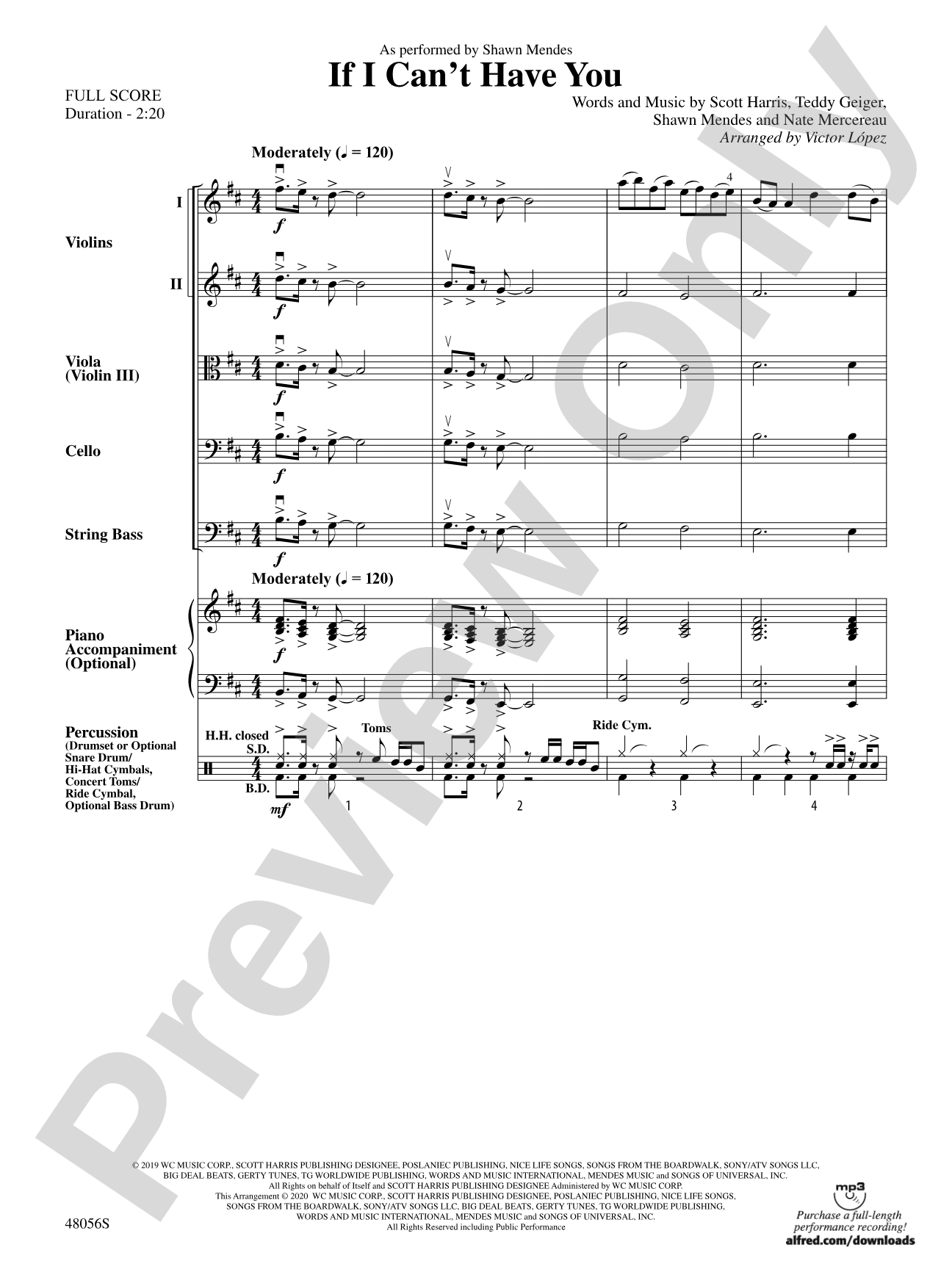 If I Can't Have You: String Orchestra Conductor Score & Parts