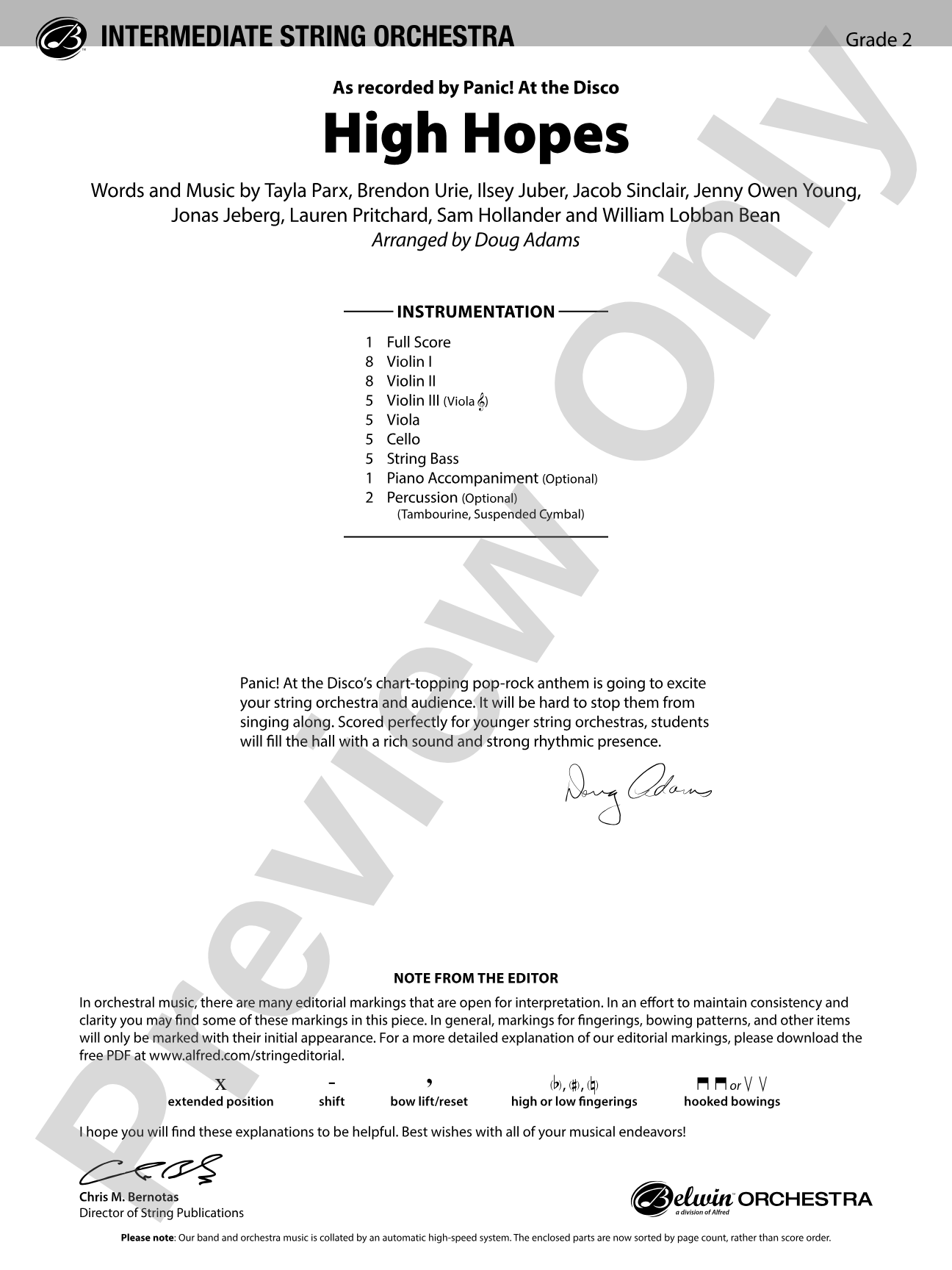 High Hopes: String Orchestra Conductor Score & Parts